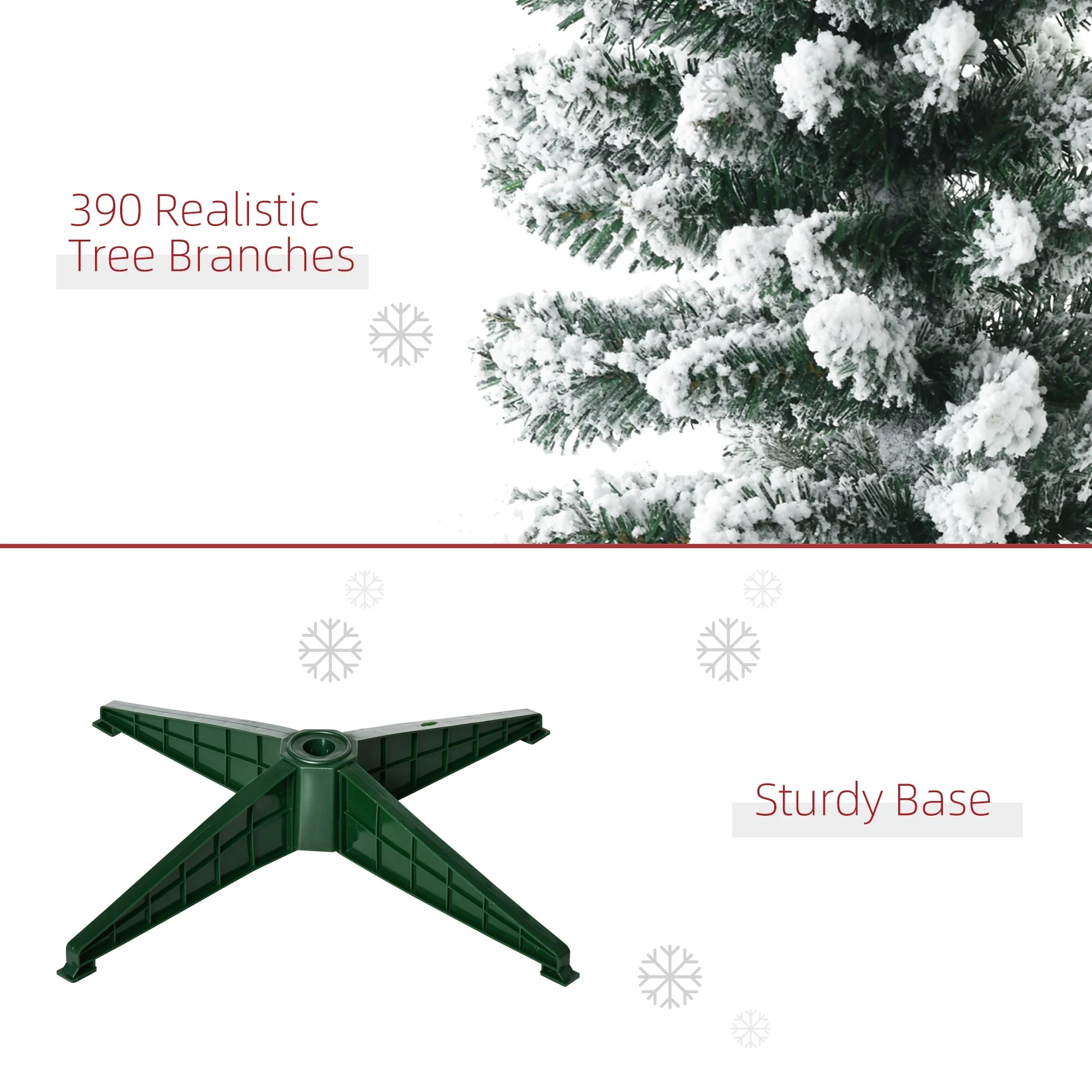 Unlit 6ft/7.5ft Snow-Flocked Pencil Christmas Tree, Pine with Realistic Branches, Pine Cones, and Red Berries
