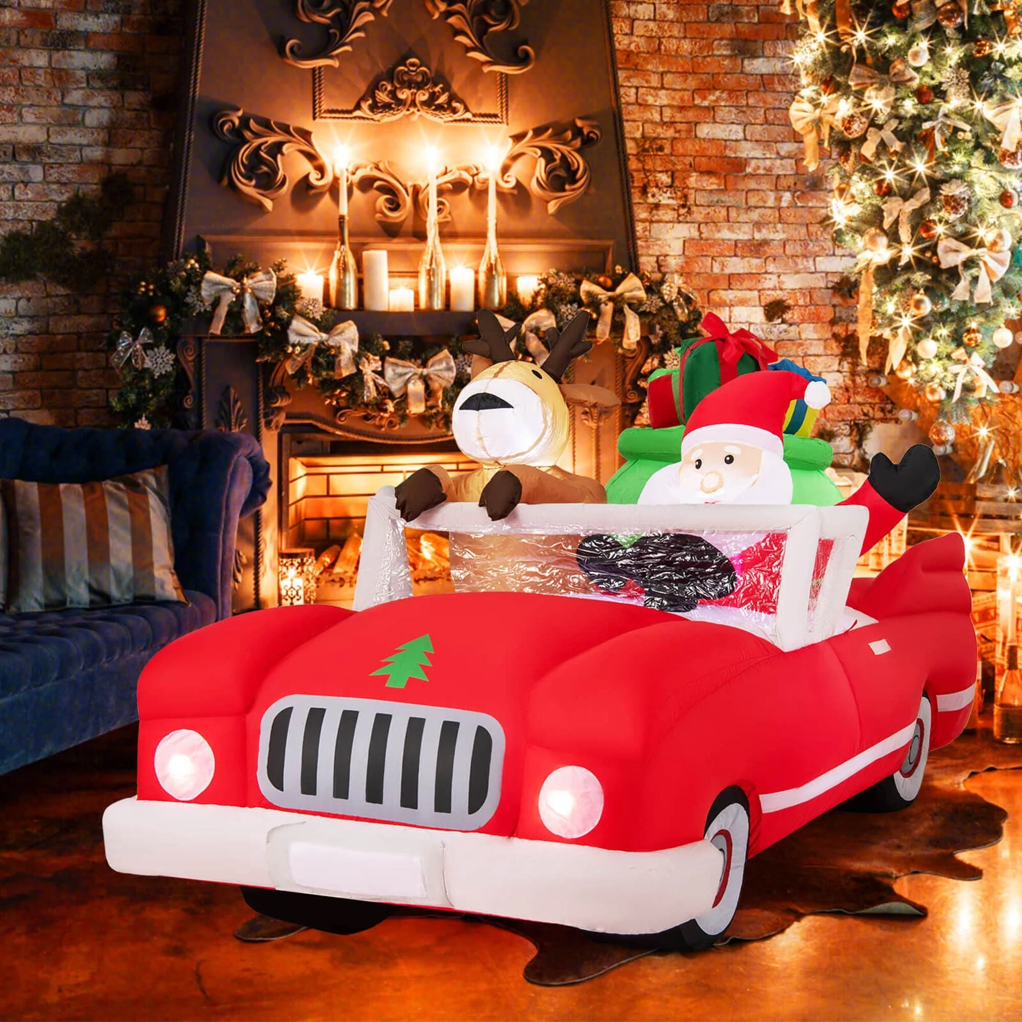 Costway 7.7 FT Long Christmas Inflatable Santa Claus and Reindeer - See Details