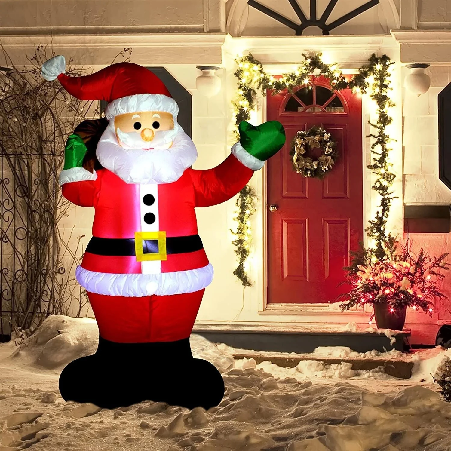 Joyfy 6ft Santa Inflatable with Gift Bag, LED-lit for Yard or Indoor Christmas Decor