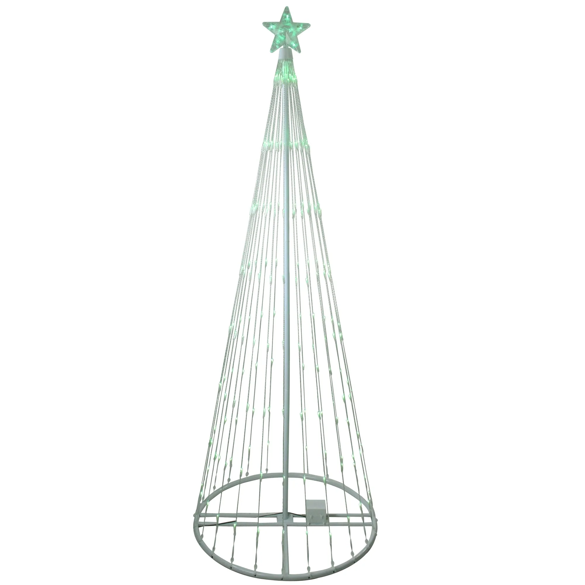 LED Lighted Show Cone Tree Outdoor Christmas Decoration - 6' - Green Lights - White