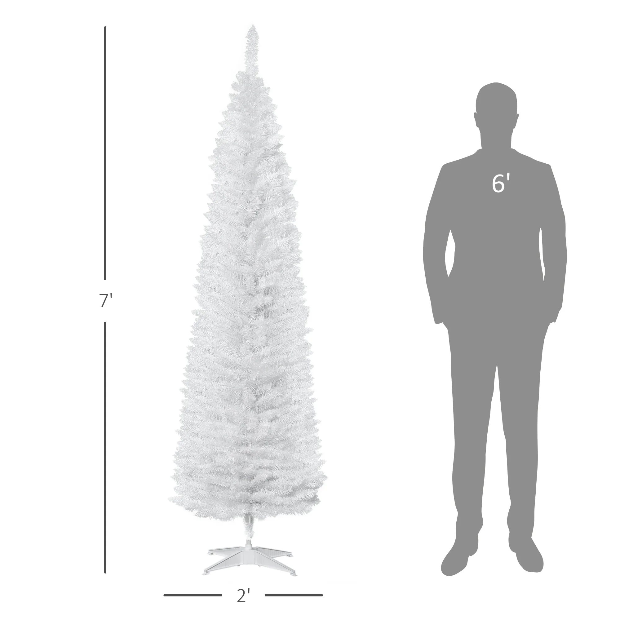 Slim 6FT/7FT Pencil Christmas Tree, Space-Saving Unlit Artificial Xmas Tree with Realistic Branches