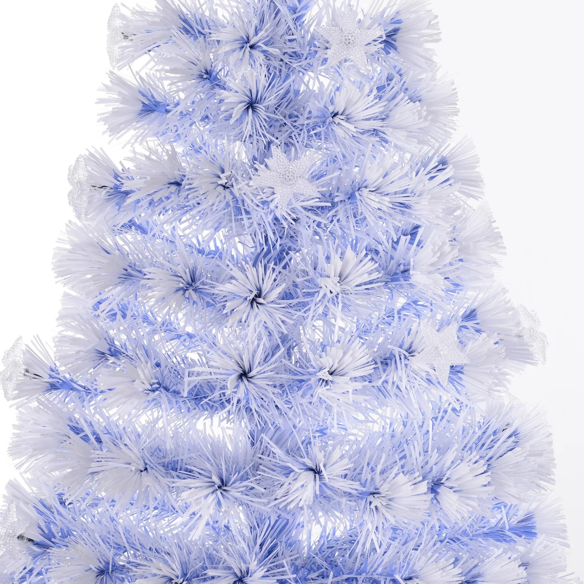5' Tall White Douglas Fir Artificial Christmas Tree with Fiber Optics & LED Star Top, Easy Assembly & Storage