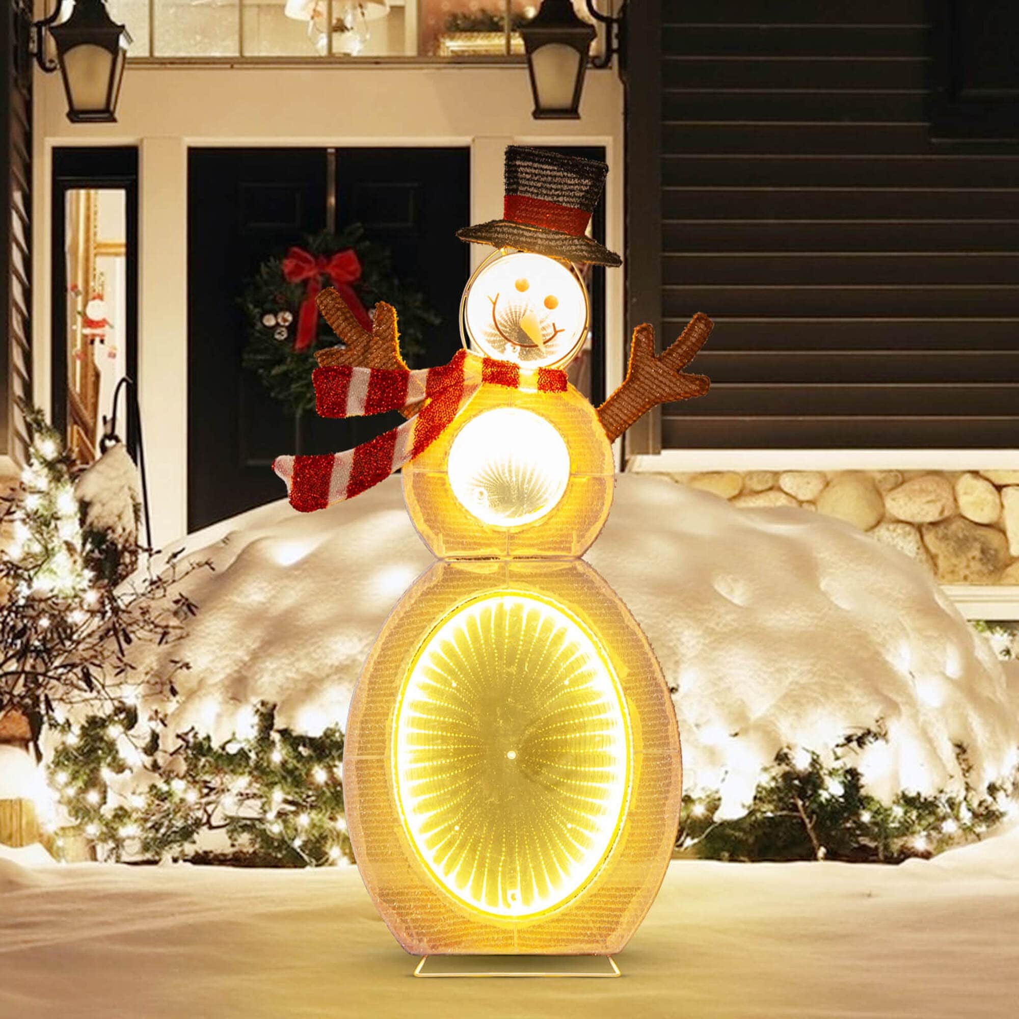 Costway 2.6 FT Lighted Snowman with 105 Built-in LED Lights Metal - Multicolor - See Details