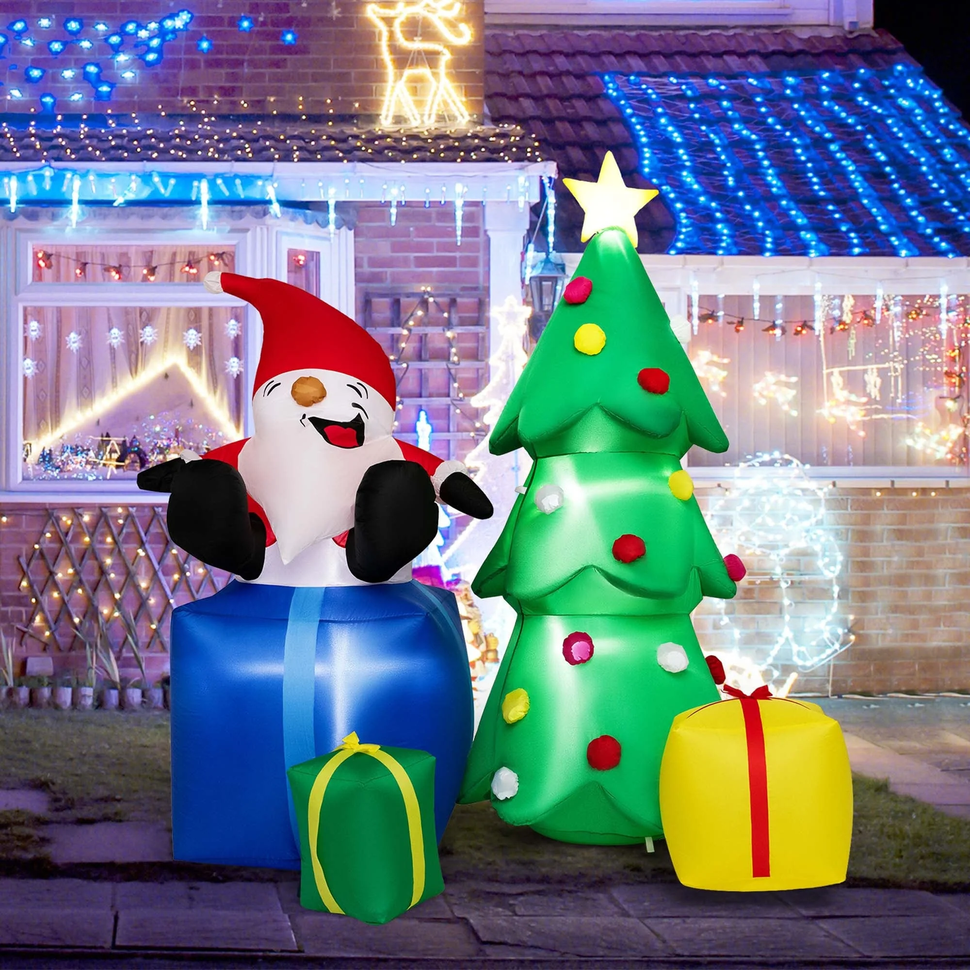 Costway 7 FT Inflatable Christmas Lighted Santa Claus & Christmas Tree - See Details