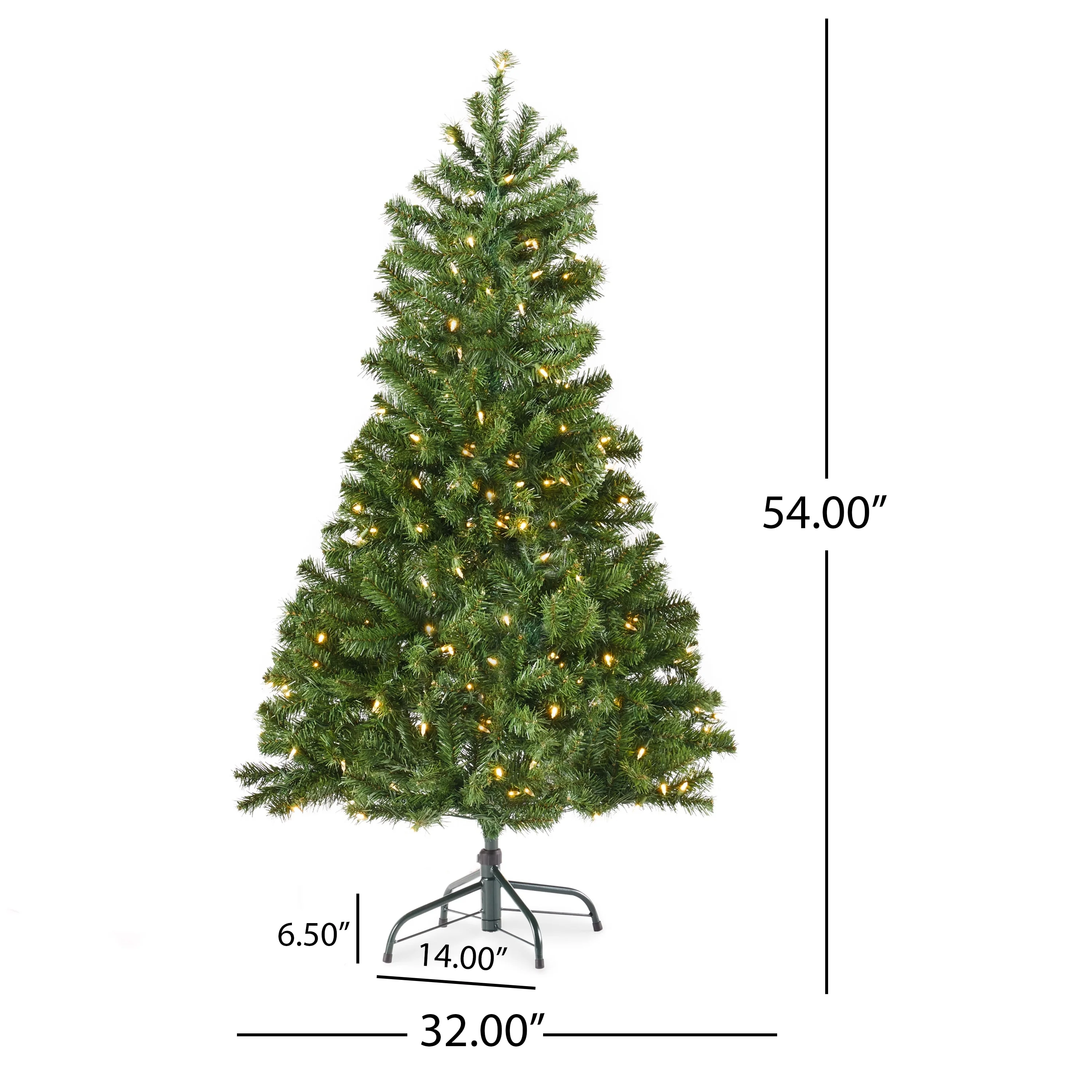 Eco-Friendly 4.5FT Pre-Lit Artificial Christmas Tree with 200 Clear LED Lights, Perfect for Small Spaces