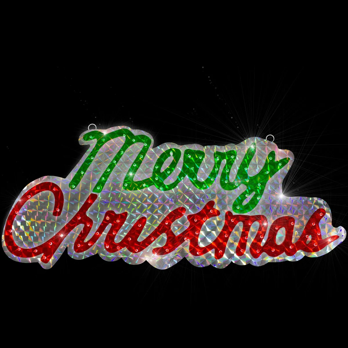 45.5-Inch Lighted Holographic Merry Christmas Sign Outdoor Decoration - 45.5