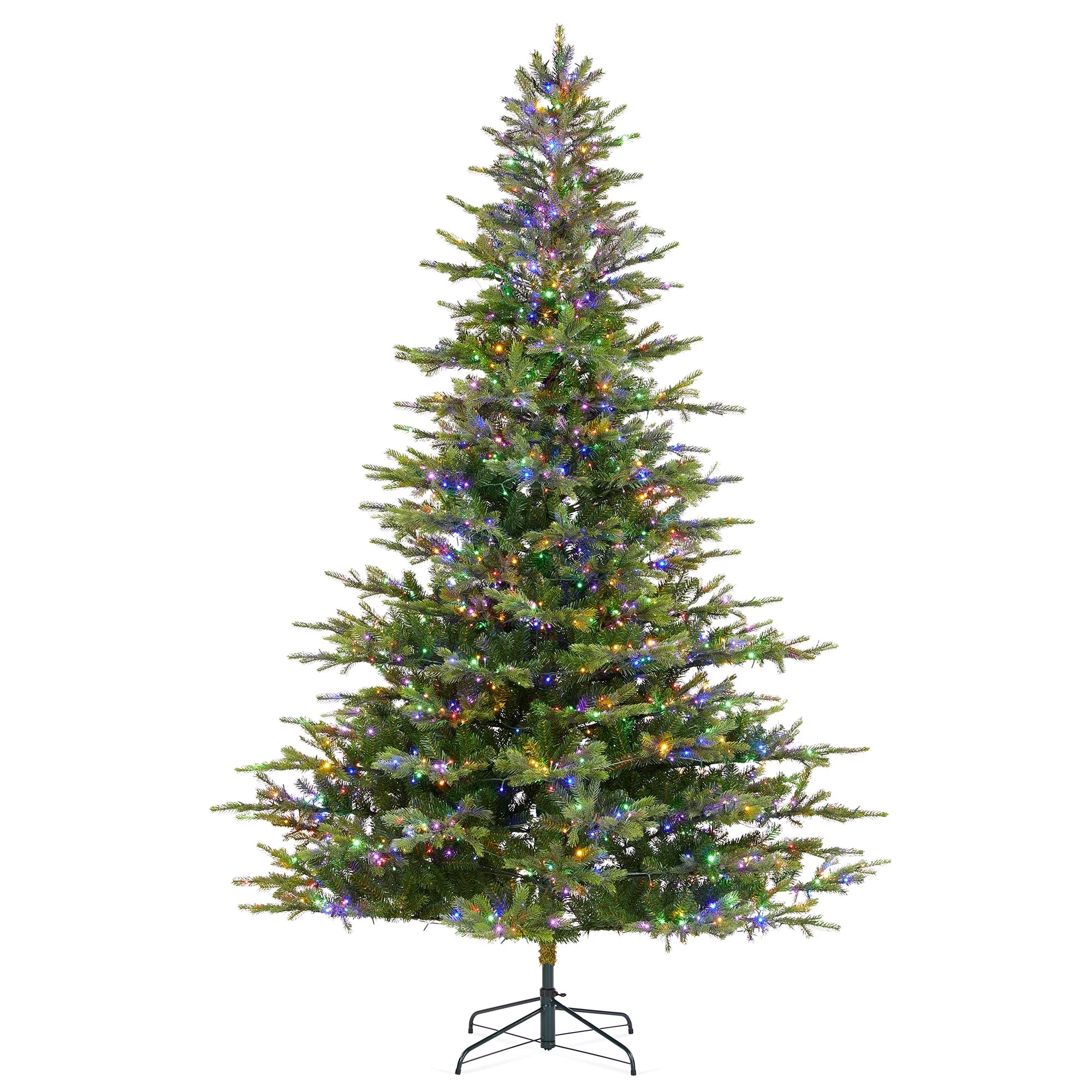 Glitzhome 7.5ft/9ft Pre-Lit Full Fir Artificial Christmas Tree w/Foot Pedal & Remote Control Simple Setup