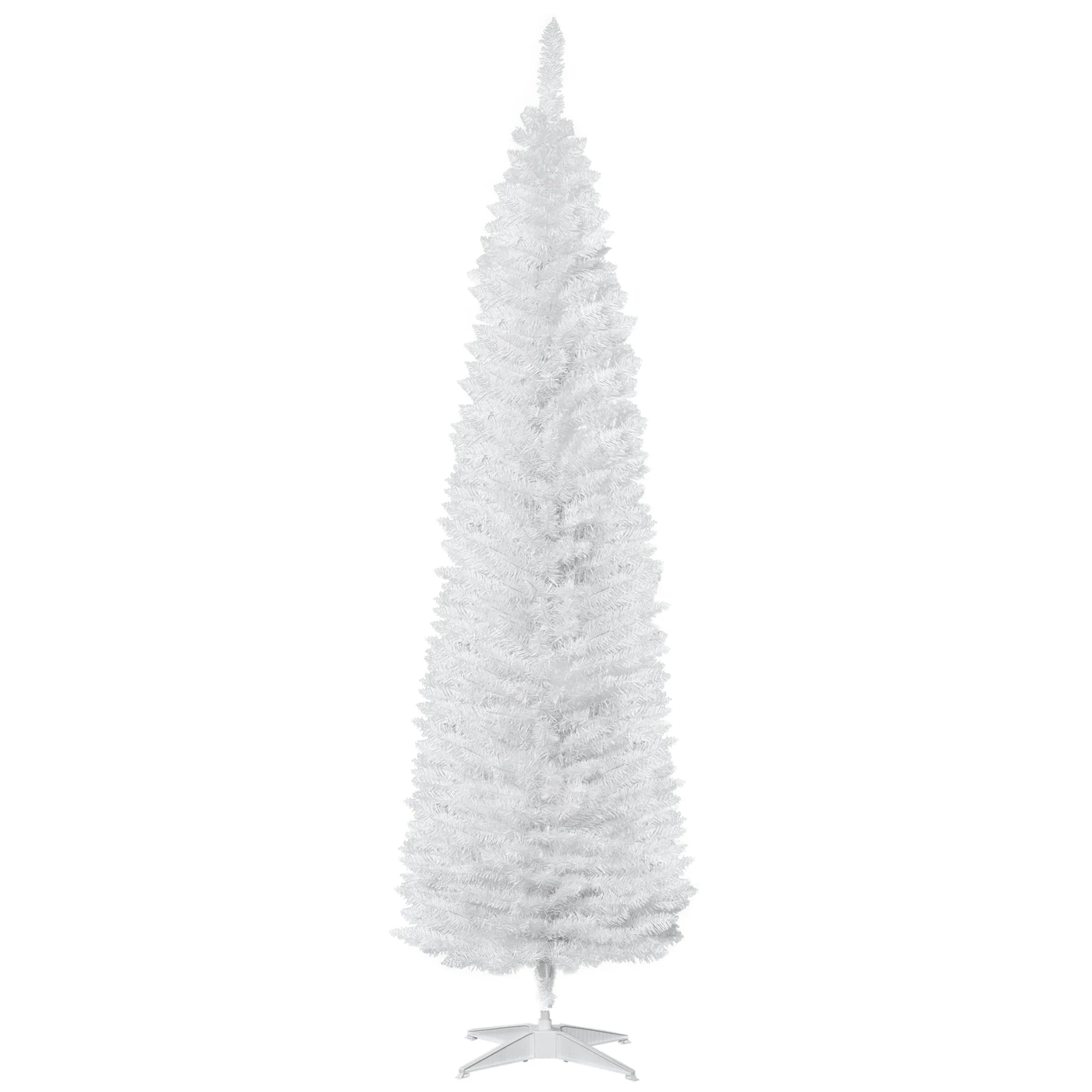 Slim 6FT/7FT Pencil Christmas Tree, Space-Saving Unlit Artificial Xmas Tree with Realistic Branches