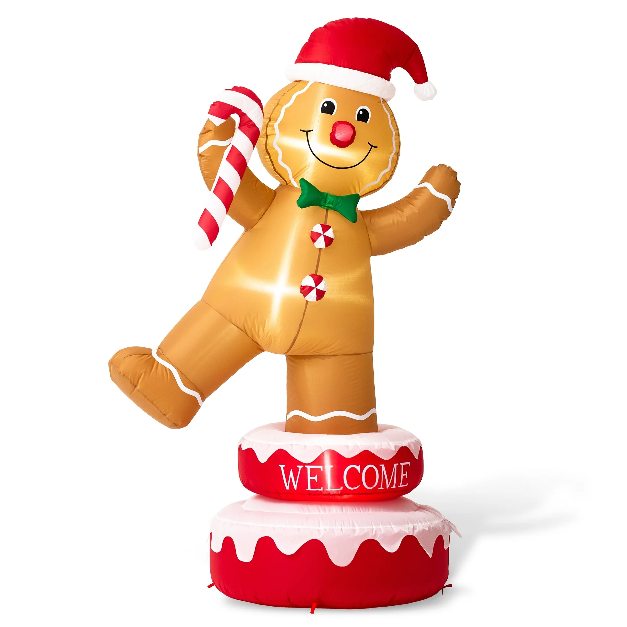 Glitzhome 6 FT Lighted Inflatable Rotating Snowman or Gingerbread Man Decor