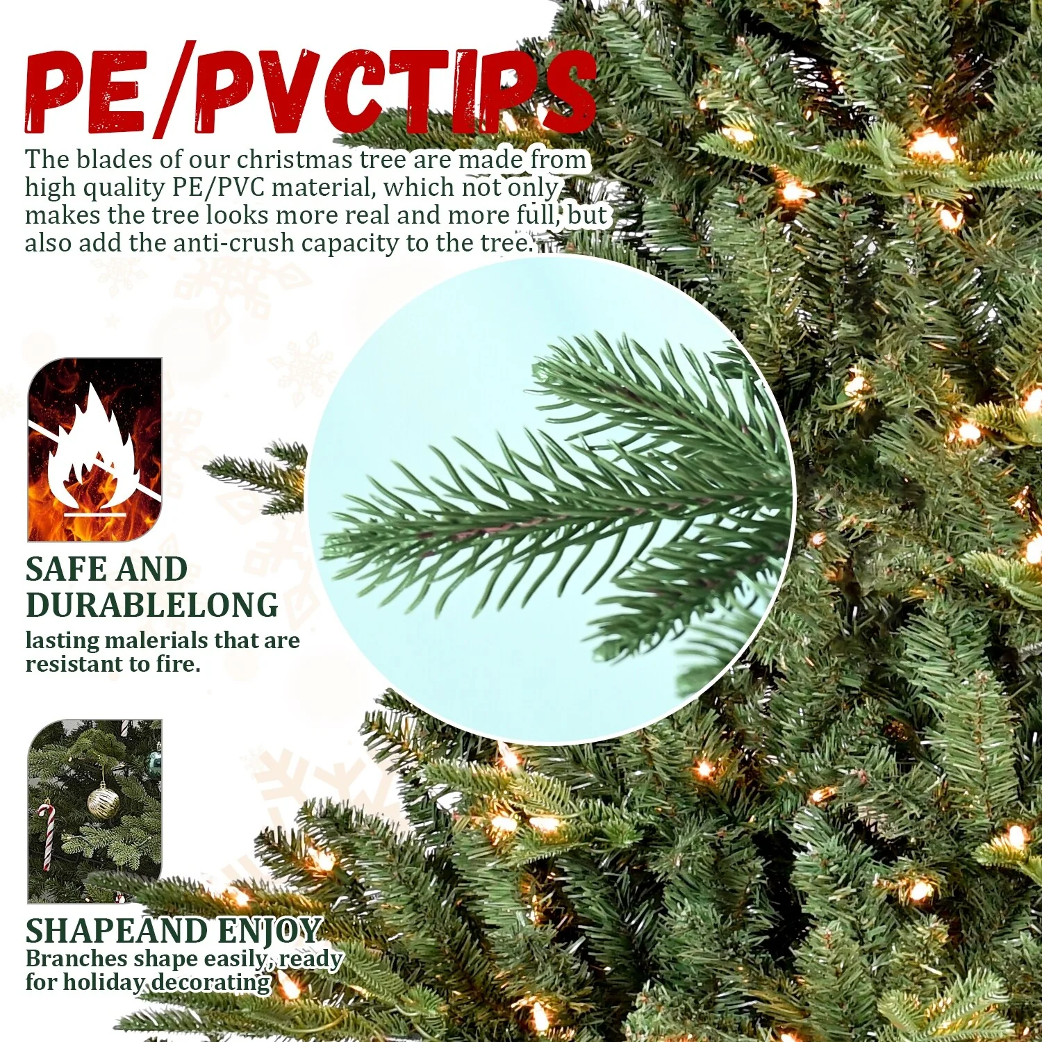 Premium 7FT Douglas Fir Christmas Tree with Realistic Needles and Hinged Design
