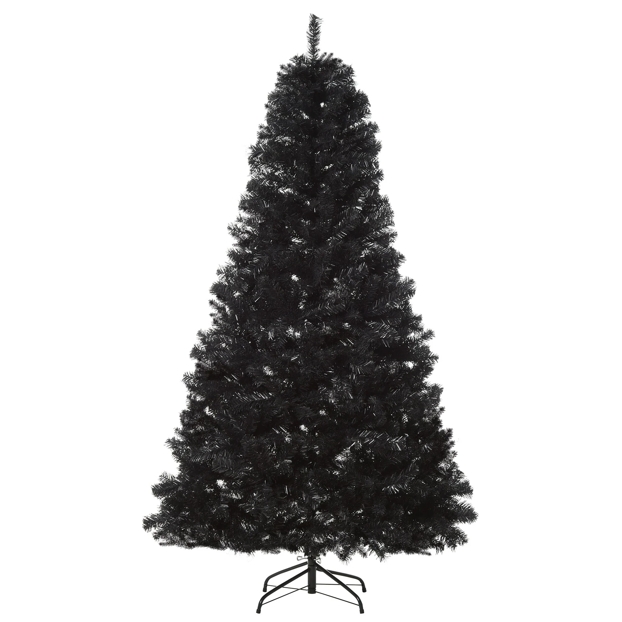 7ft Black Unlit Artificial Christmas Tree, Full Douglas Fir with 1346 Tips, Perfect for Halloween & Christmas