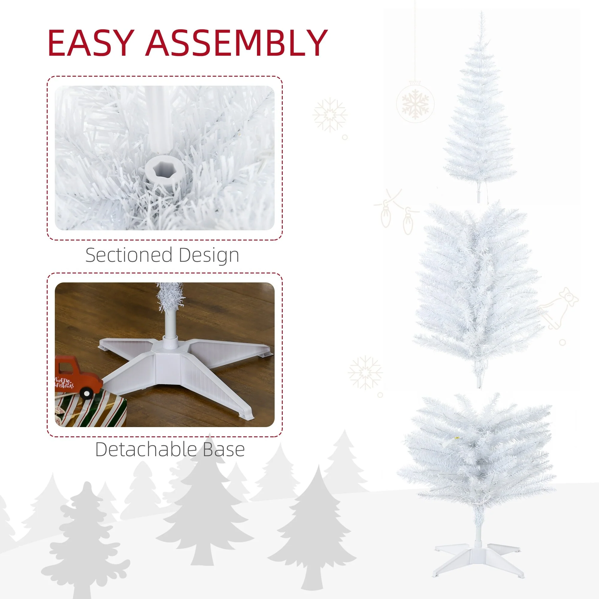 6ft Artificial Slim Noble Fir Tree Perfect for Small Spaces