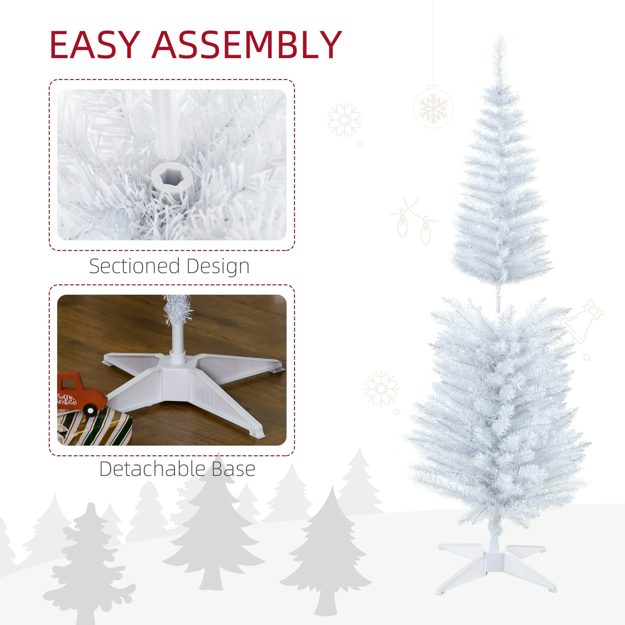 6ft Artificial Slim Noble Fir Tree Perfect for Small Spaces