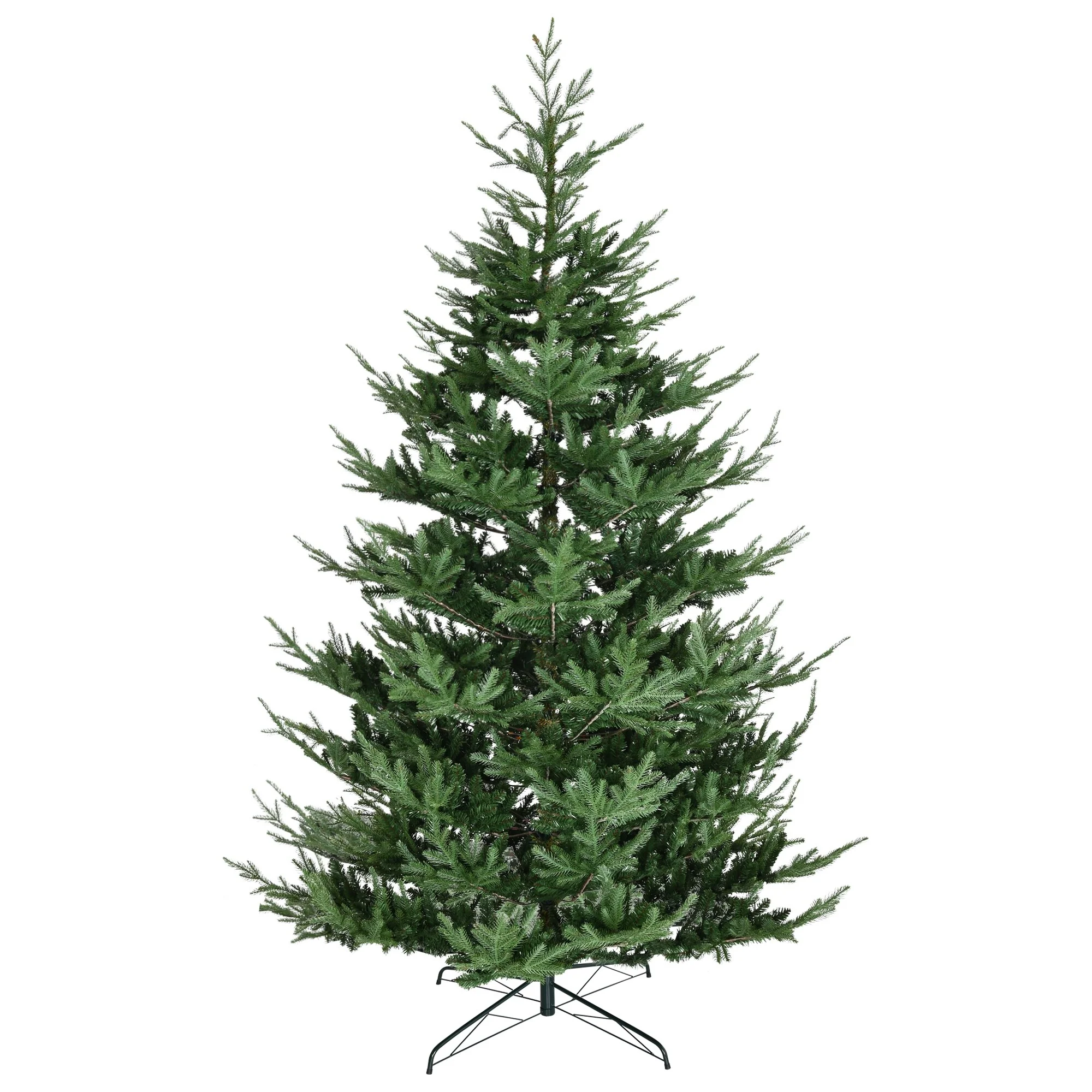 Unlit 6/7.5/9 Ft Pine Artificial Christmas Tree, Hinged Branches, Realistic Look with Steel Base, Auto Open Setup