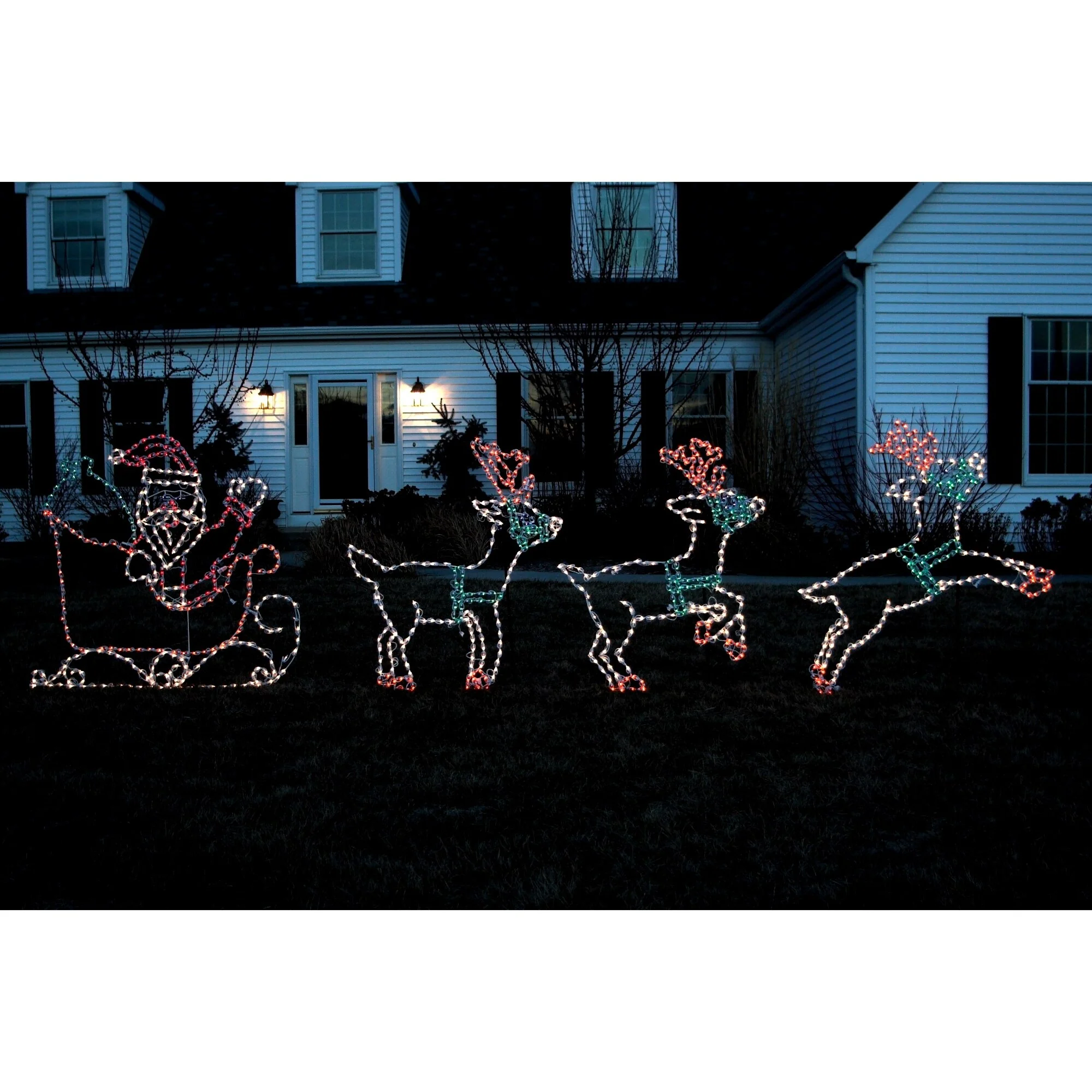LED Lighted Santa in Sleigh Outdoor Christmas Decoration - 4.5' - White