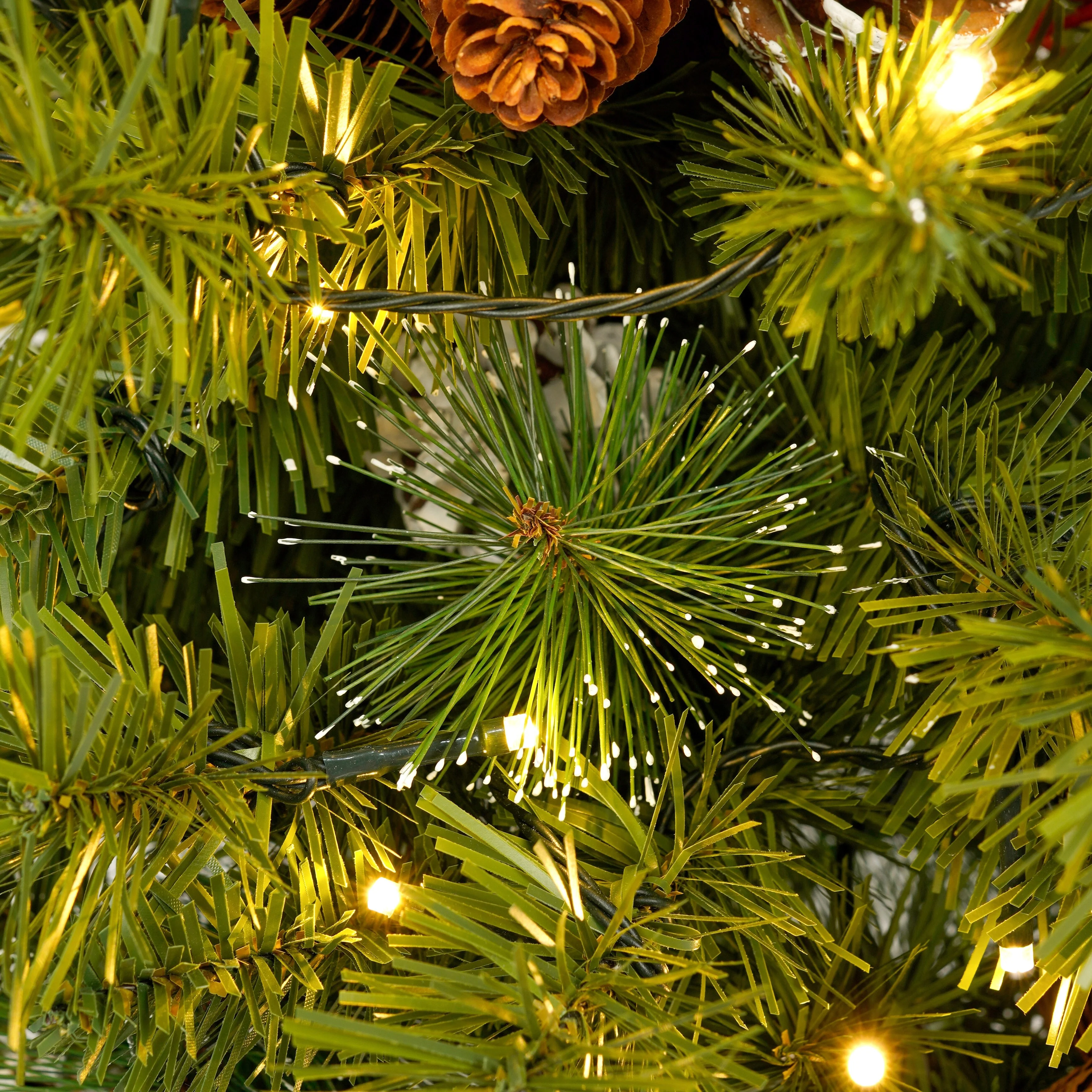 4-Piece Artificial Christmas Tree Set with LED Lights, 3FT Entrance Trees, Wreath & Garland.