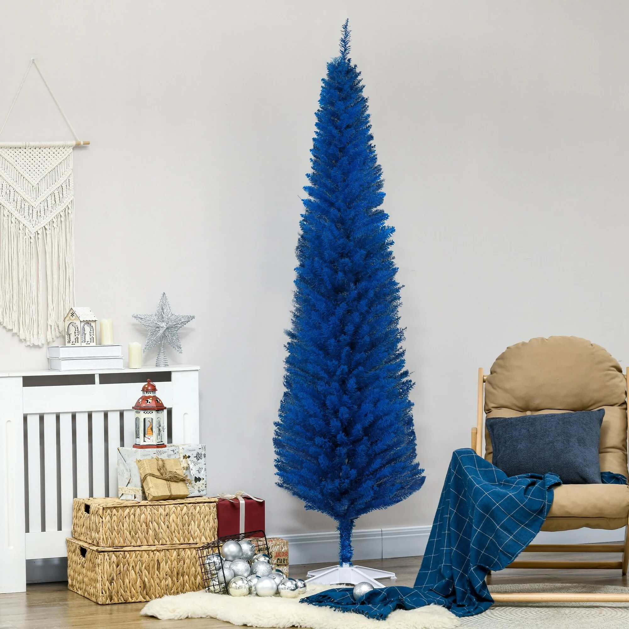 5ft/7ft Artificial Pencil Christmas Tree, Space-Saving Slim Design with 294/499 Tips and Easy Assembly Base