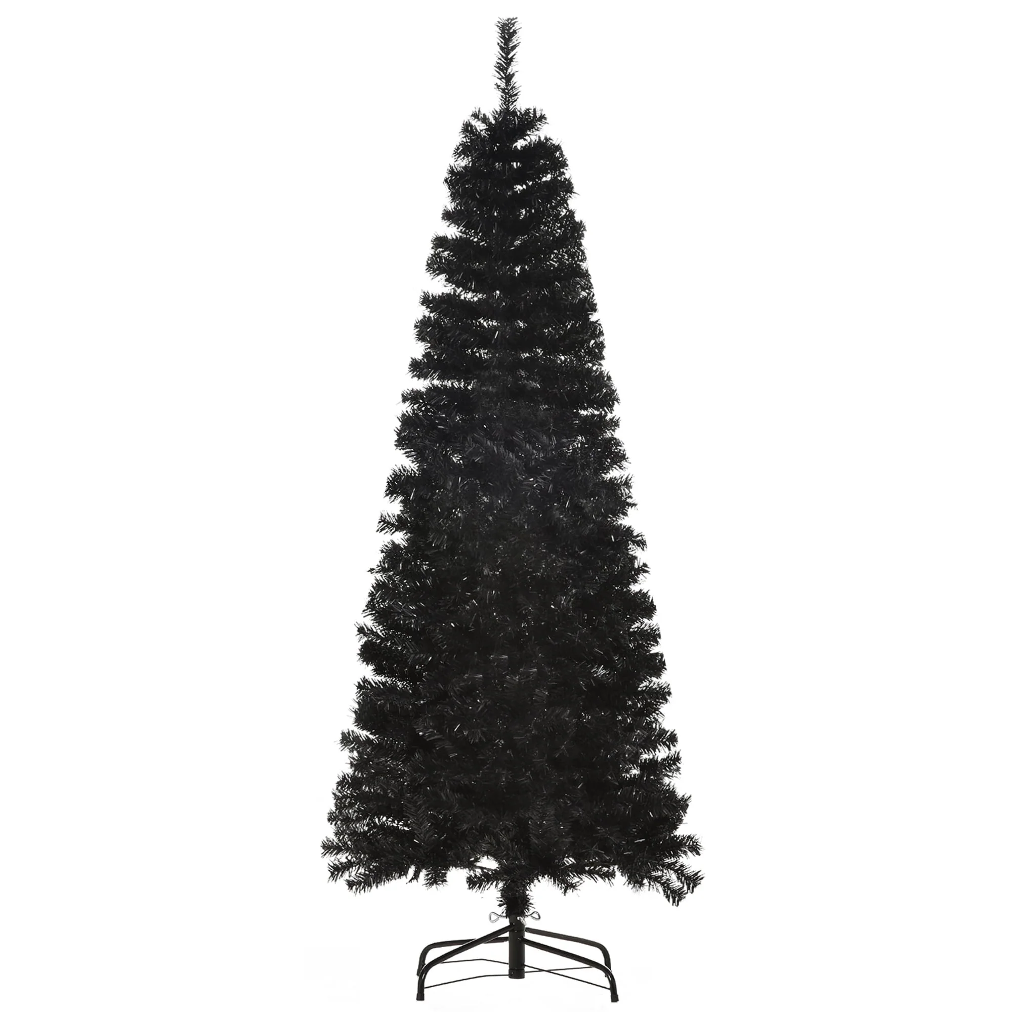 6ft/7ft Slim Pencil Christmas Tree, Unlit Artificial Douglas Fir with Realistic Branches, Ideal for Halloween & Xmas Decor