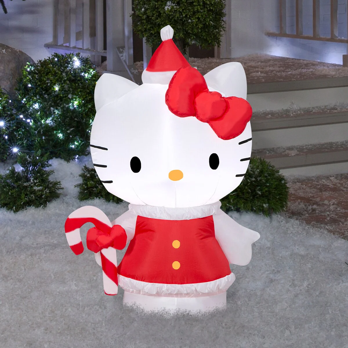 Gemmy Christmas Inflatable Hello Kitty in Holiday Dress, 3.5 ft Tall