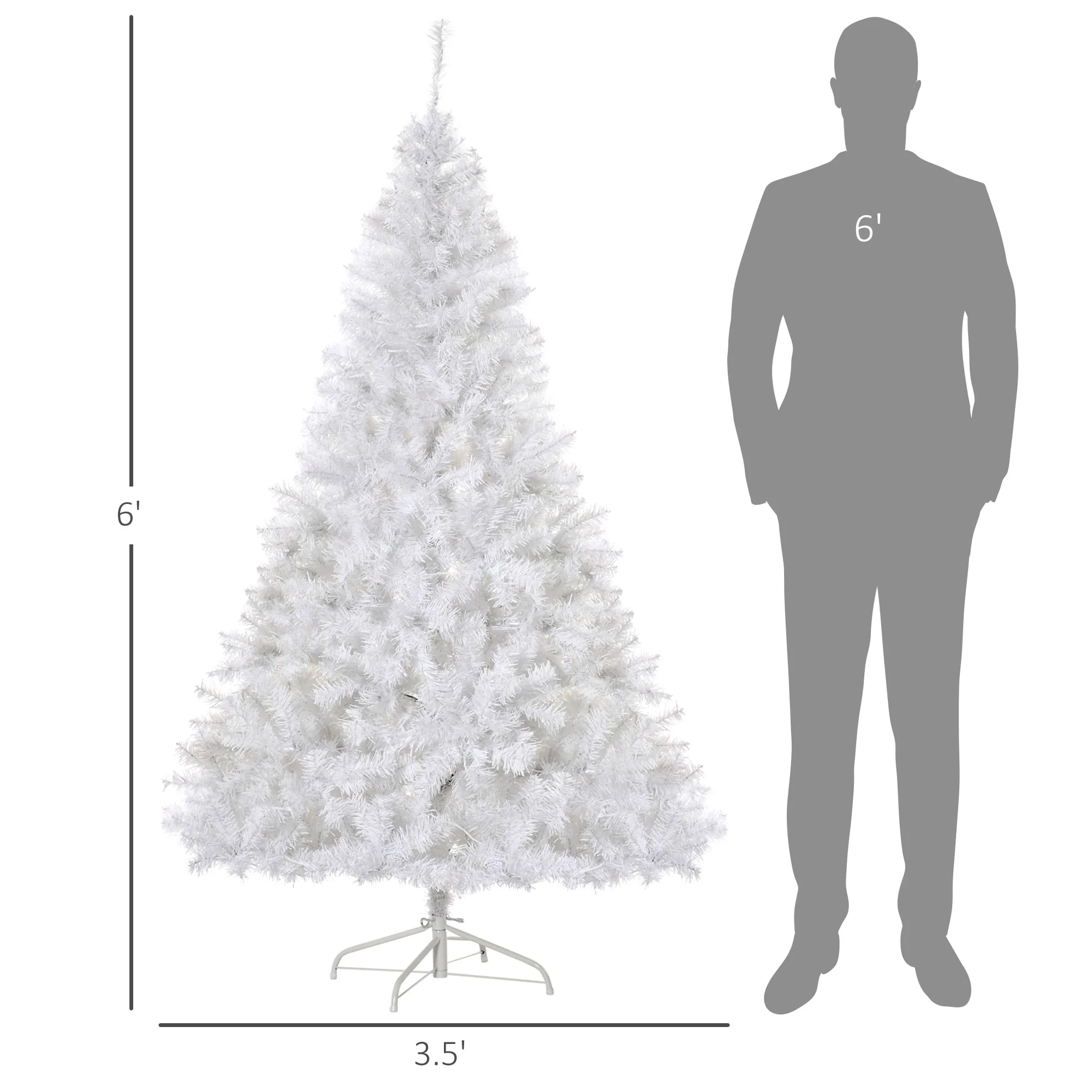 6ft Tall Artificial Douglas Fir Christmas Tree, 250 Warm White LED Lights, Dense 1000 Tips, Metal Stand for Secure Display