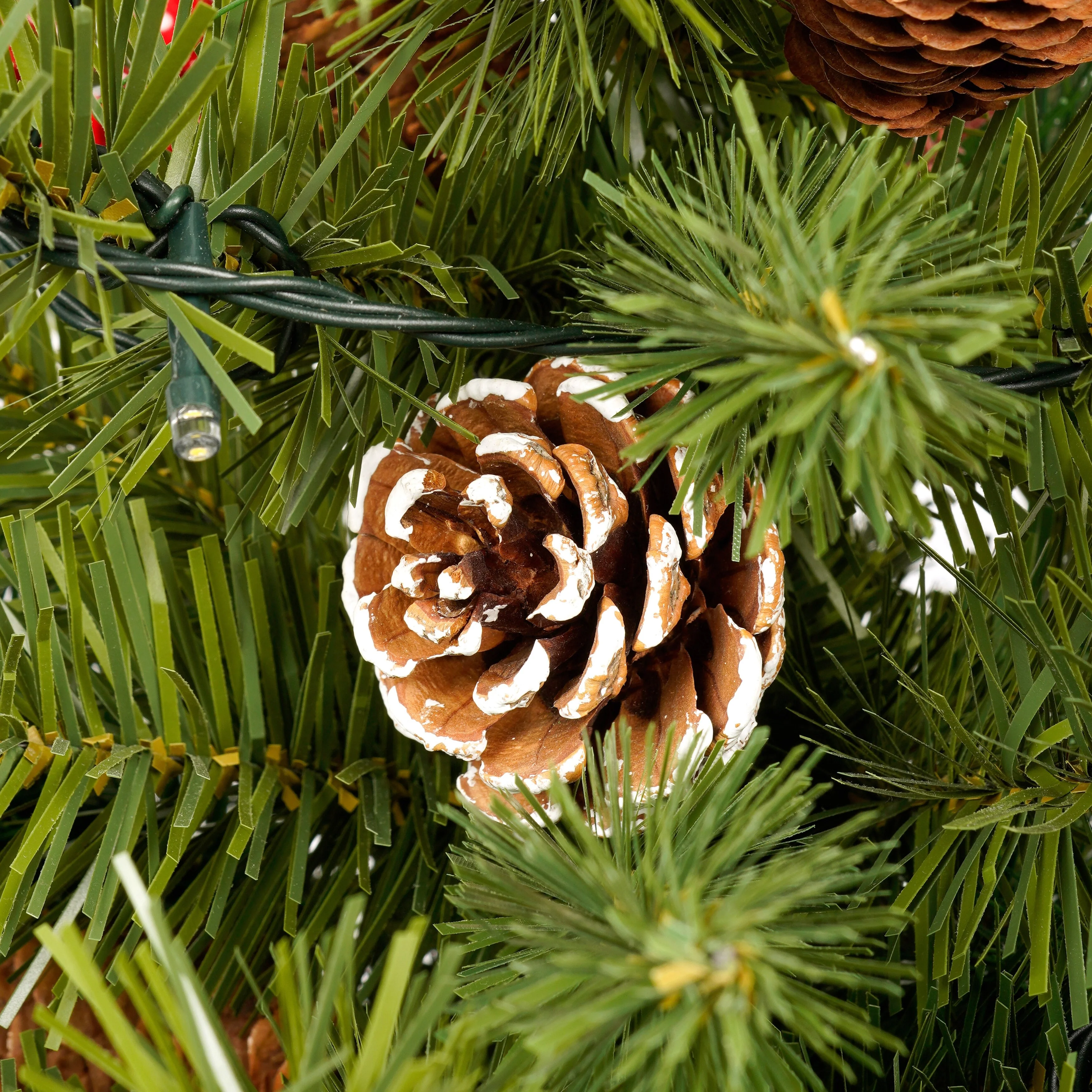 4-Piece Artificial Christmas Tree Set with LED Lights, 3FT Entrance Trees, Wreath & Garland.