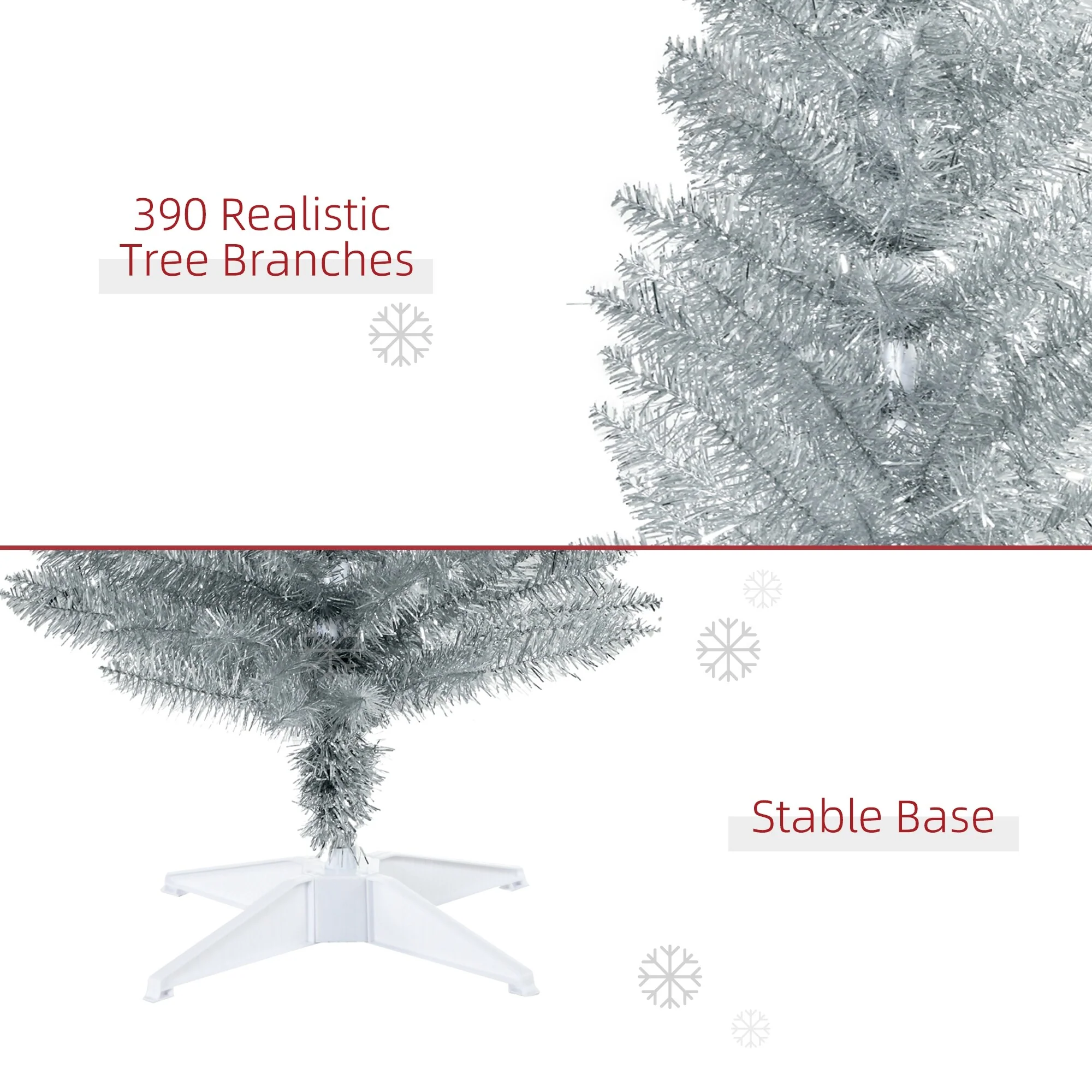 6ft 7ft Artificial Pencil Christmas Tree Compact Slim Design Perfect for Apartments and Small Rooms