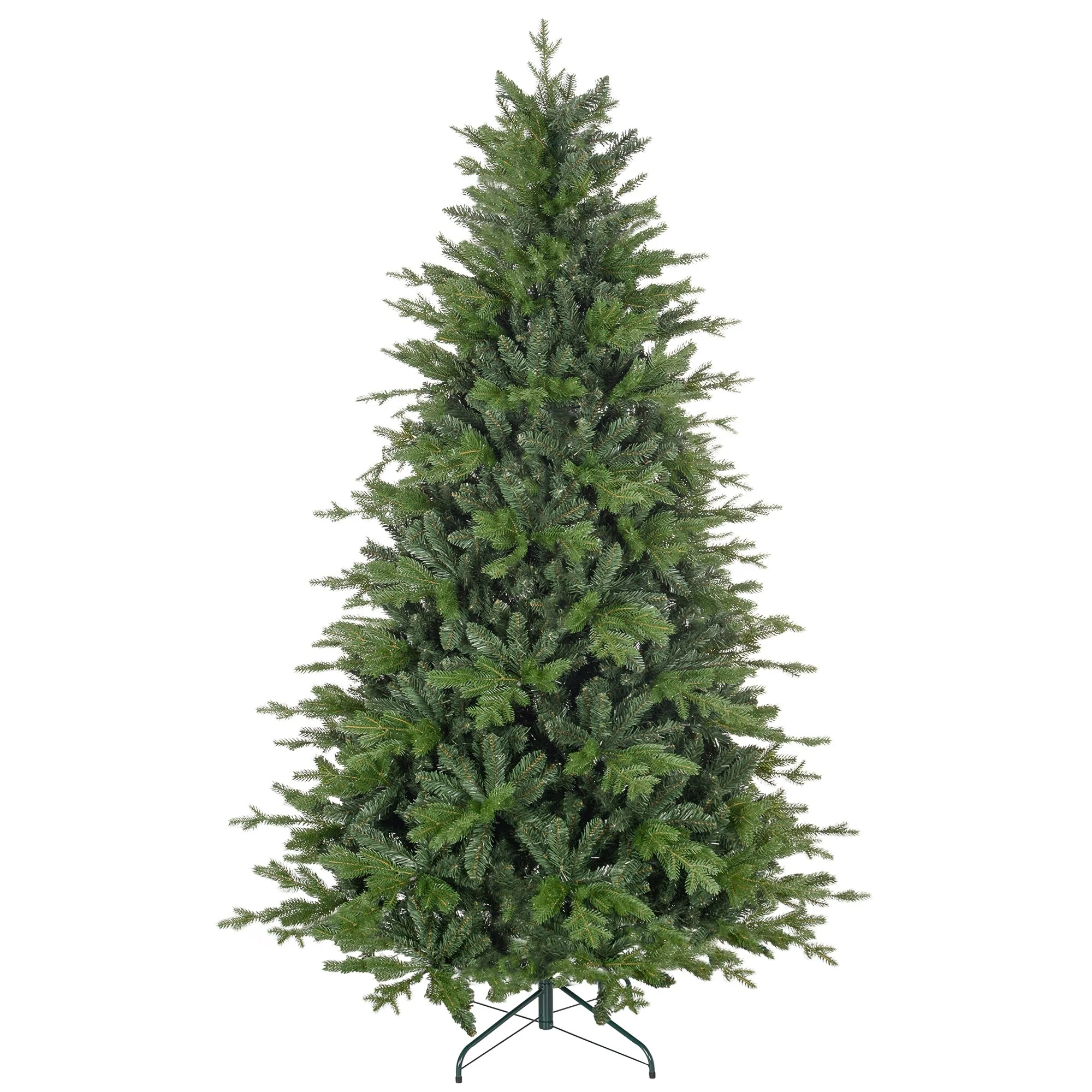 7ft Green Artificial Christmas Tree with 2445 Branch Tips, Easy Assembly Hinged Design & Foldable Metal Stand
