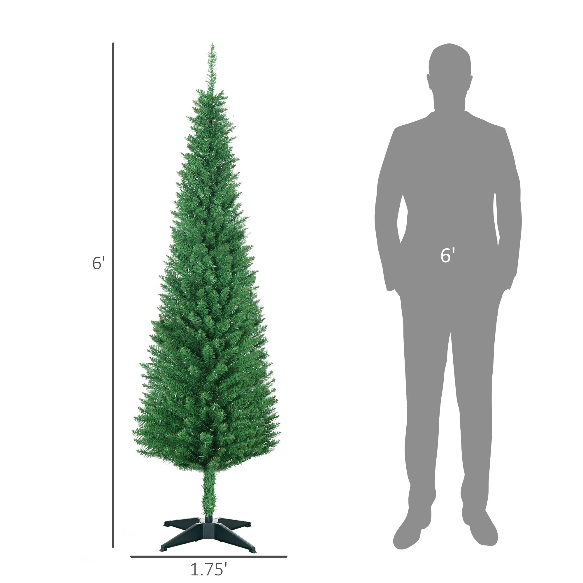Unlit 5FT/6FT/7FT Slim Pencil Christmas Tree with Realistic Tips and Easy-Assembly Stand, Perfect for Small Spaces