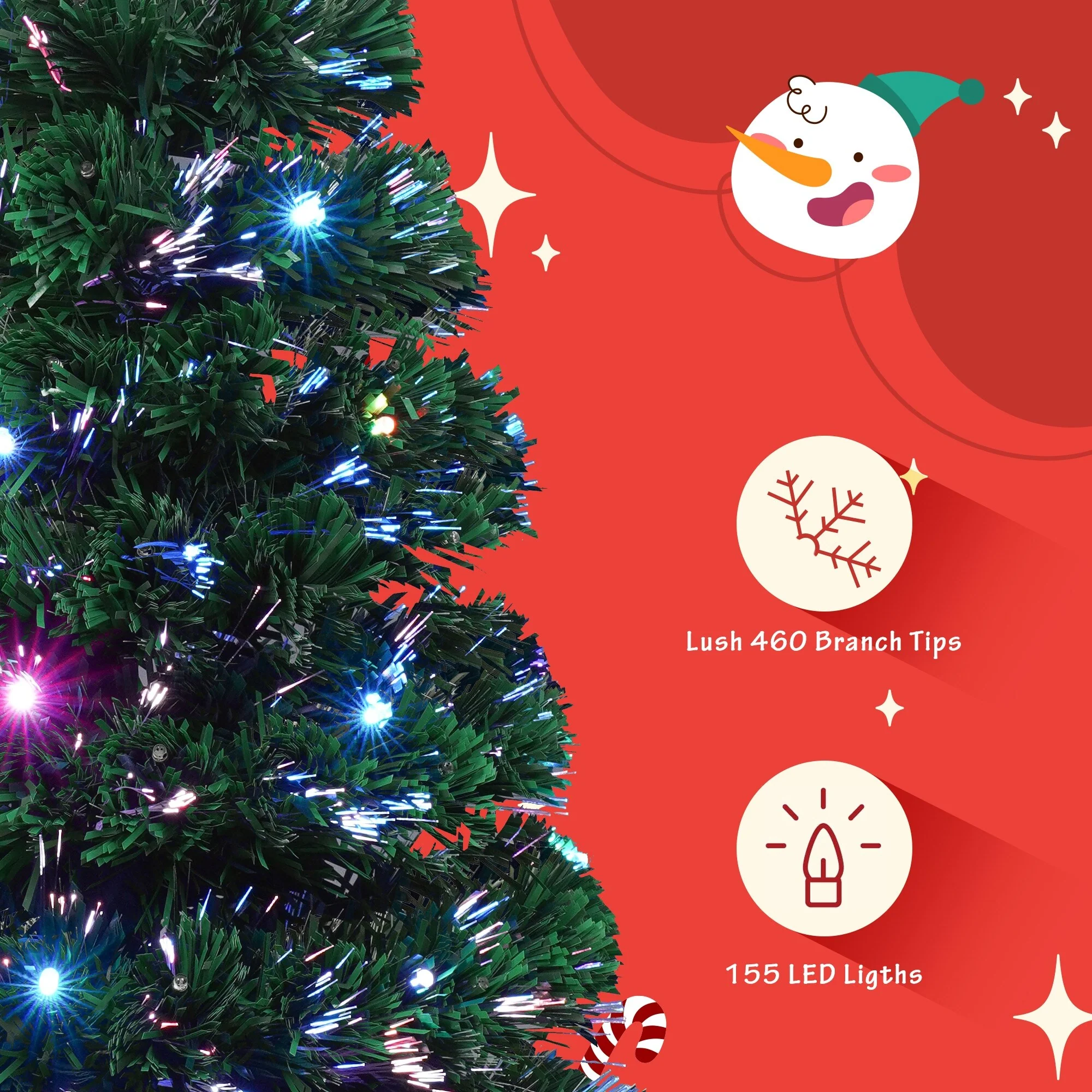 4-Piece Fiber Optic Christmas Tree Set with Entrance Trees, Garland & Wreath