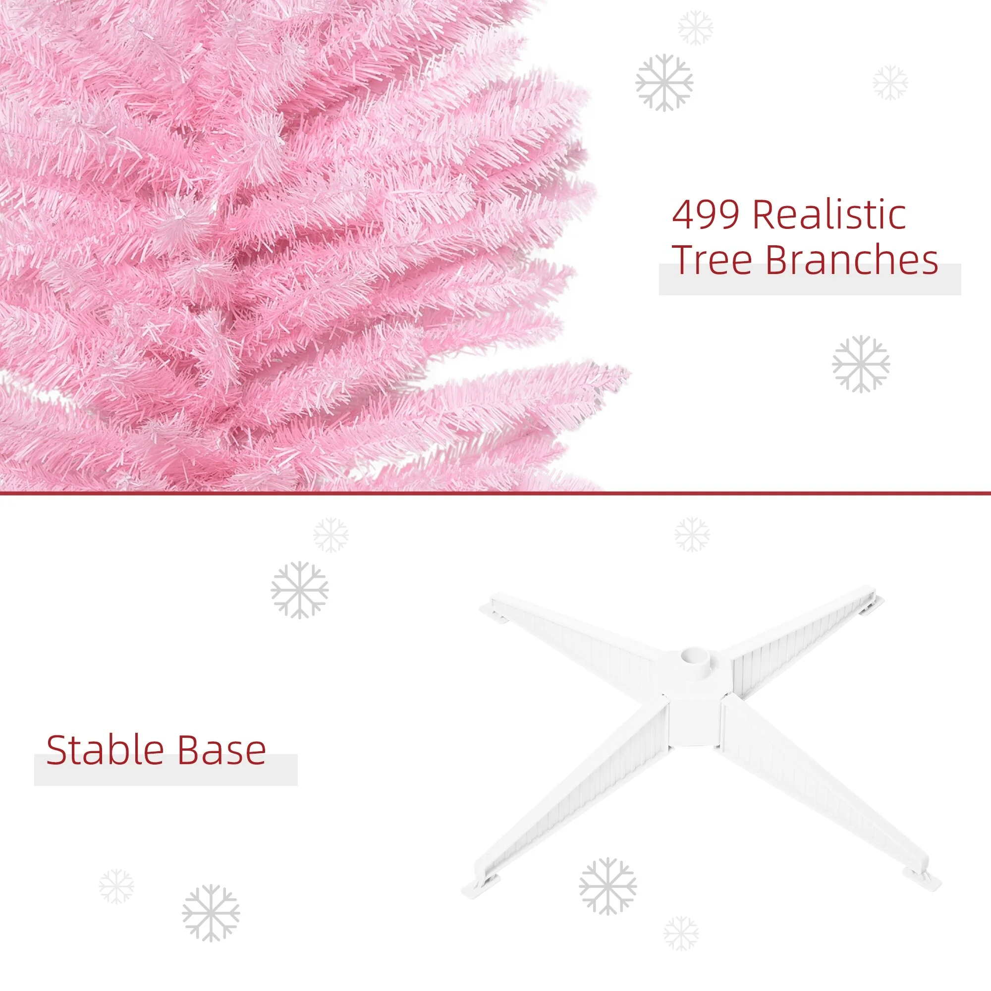 Snow-Flocked 6ft/5ft/7ft Pencil Christmas Tree, Slim Unlit Artificial Tree with Realistic Branches and Plastic Stand
