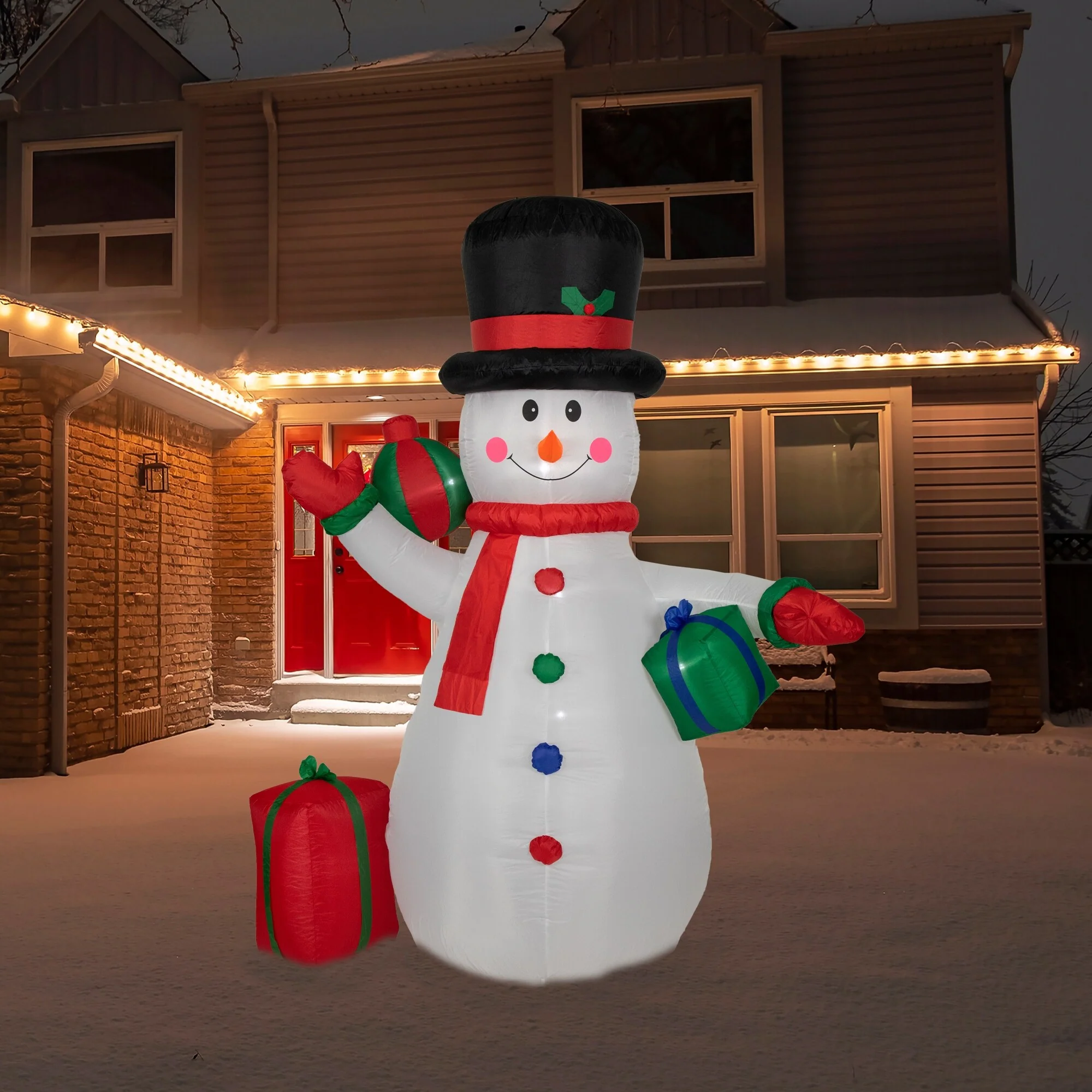 LED Lighted Inflatable Snowman with Gifts Outdoor Christmas Decoration - 8' - White