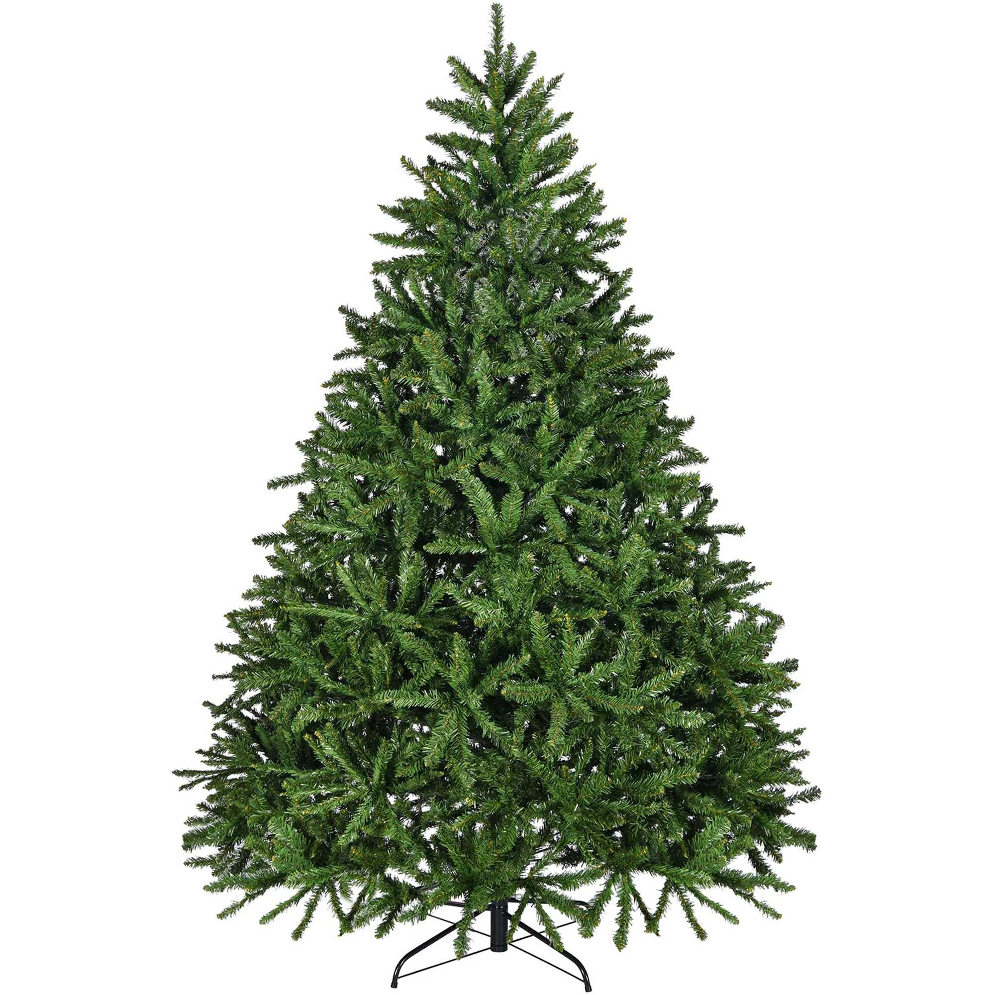 7FT Unlit Artificial Christmas Tree with 2231 PVC Tips, Hinged Design, and Metal Stand