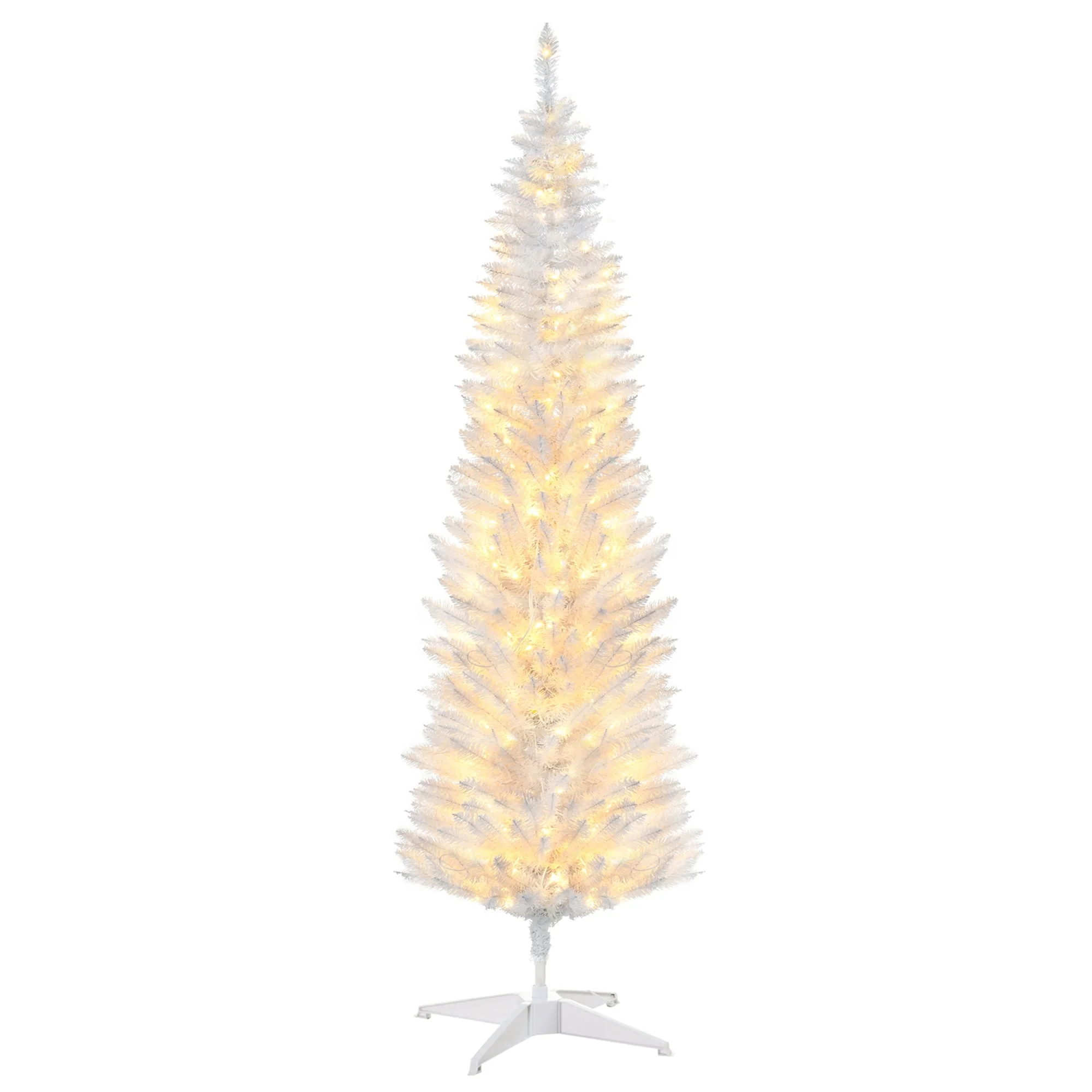 5ft/6ft Tall Noble Fir Pre-Lit Artificial Christmas Tree with LED Lights and Realistic Branch Tips