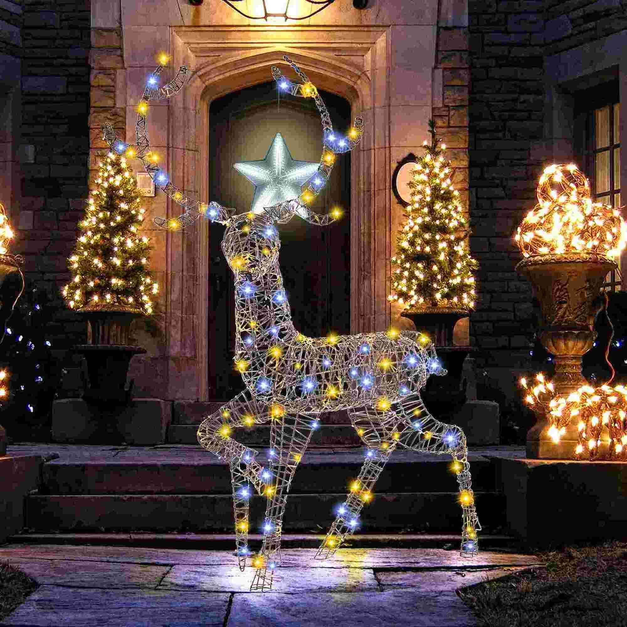 Costway 4.6 FT Pre-Lit Christmas Reindeer with 170 Bright LED Lights - See Details
