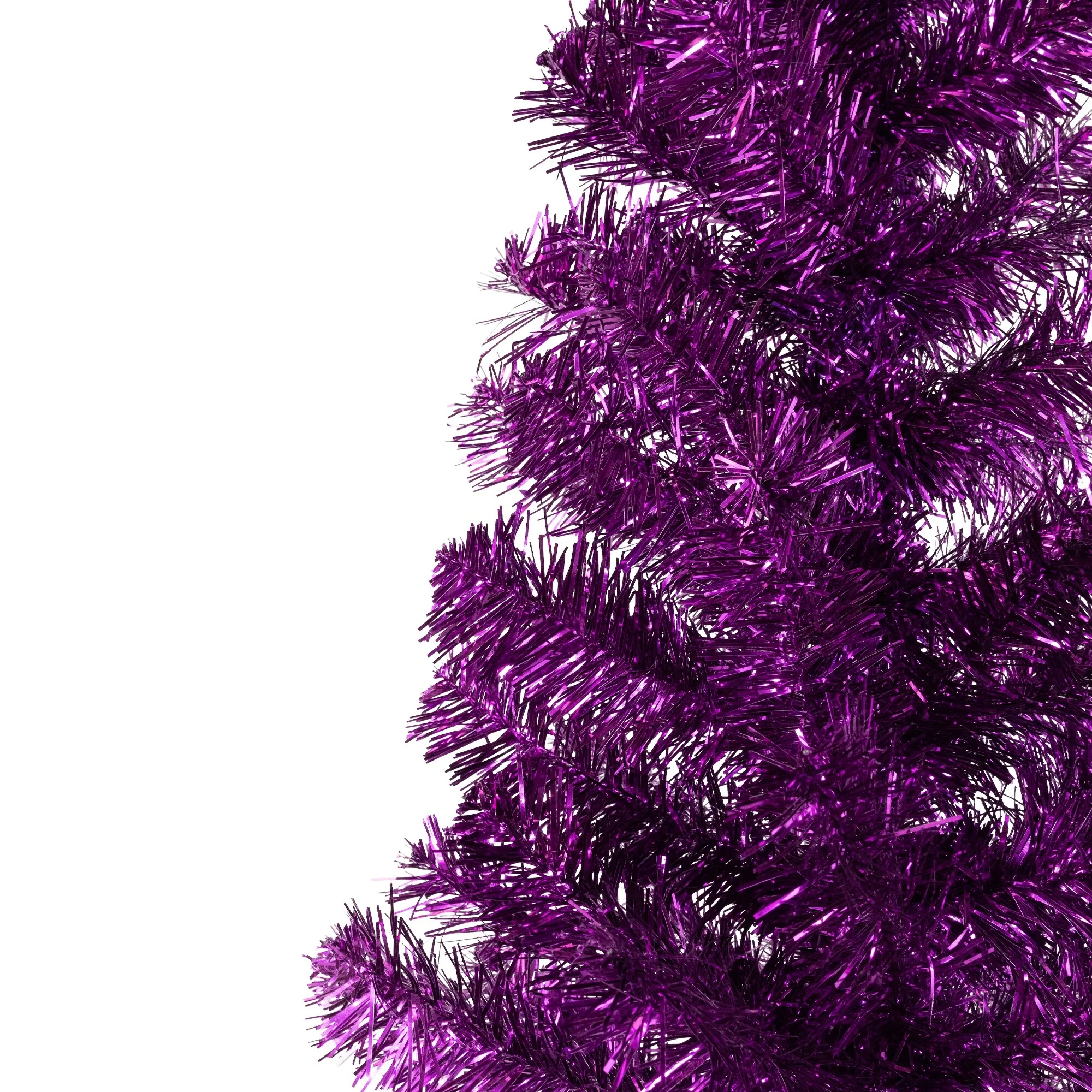 4' Purple Artificial Tinsel Christmas Tree, Unlit - 4 Foot