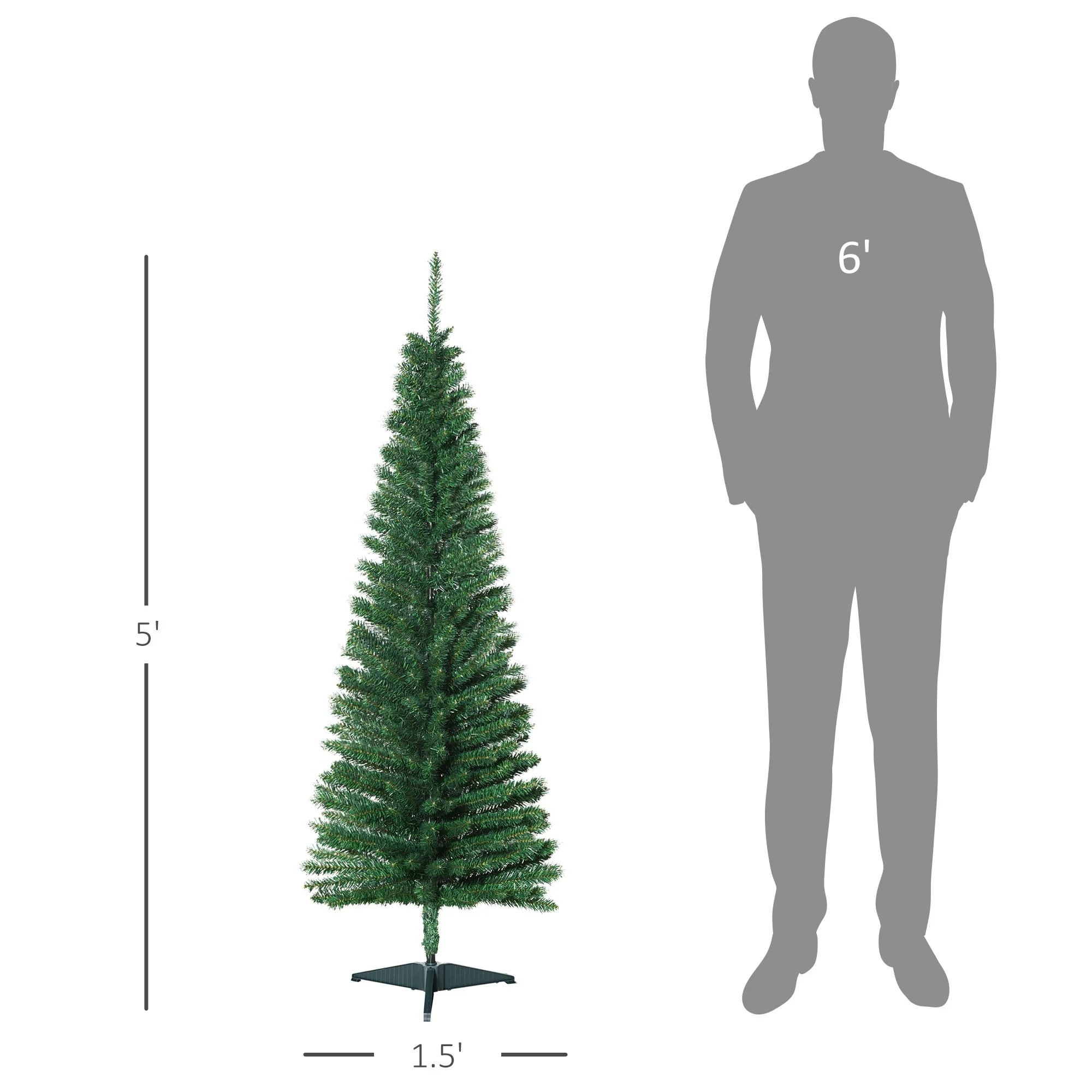 Artificial Pencil Christmas Tree 5ft, Compact Design for Small Spaces and Easy Setup