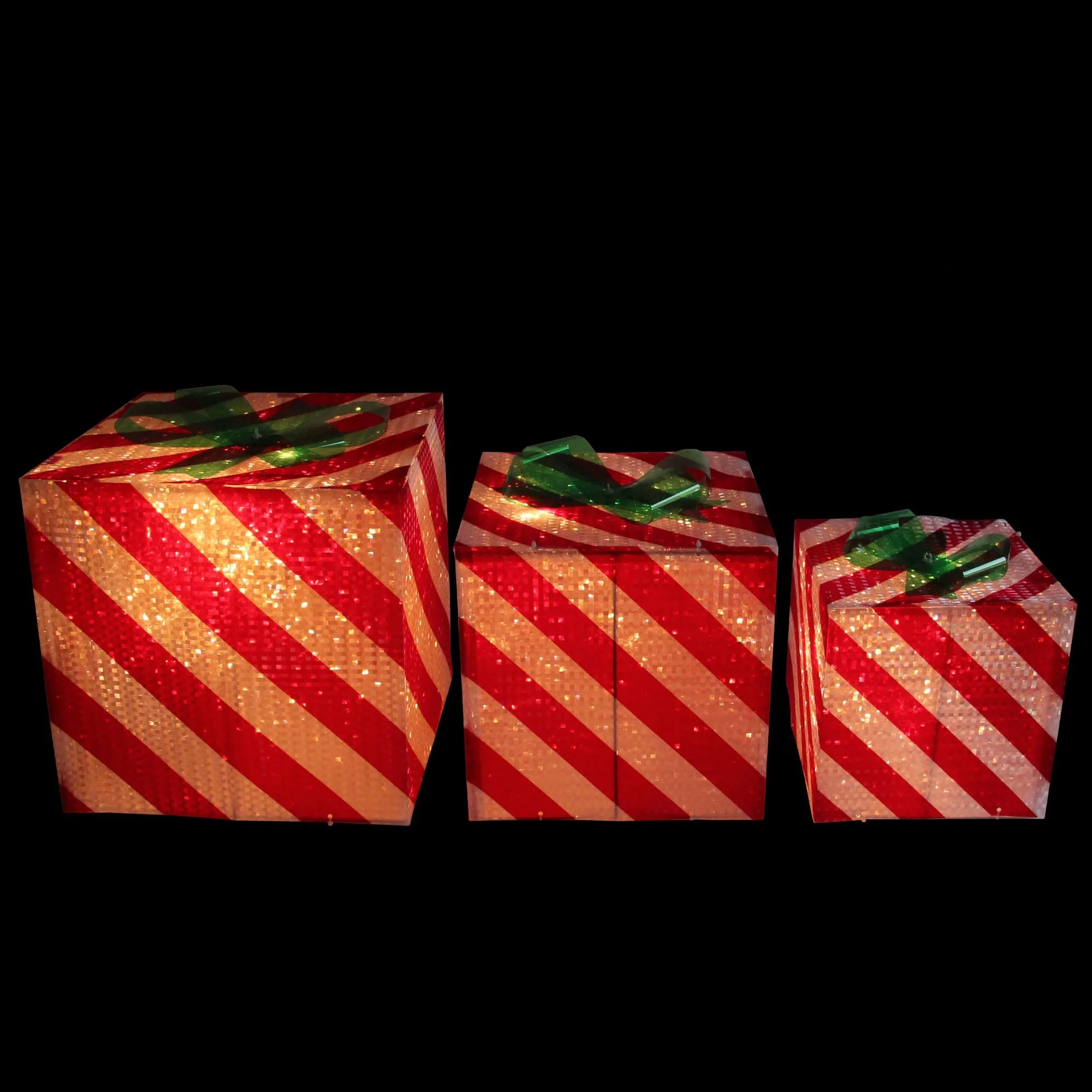 Lighted Candy Cane Striped Gift Box Outdoor Christmas Decoration - 12