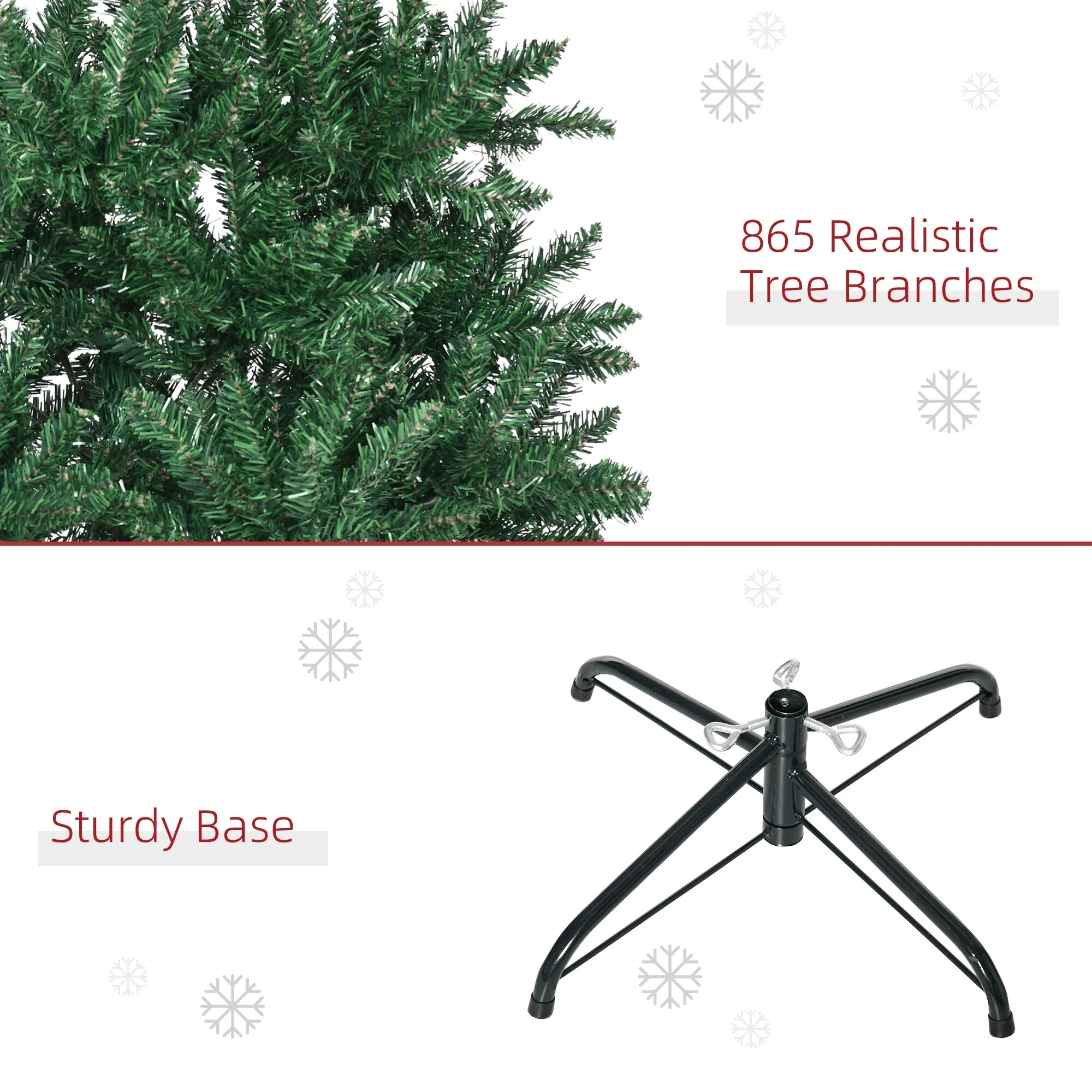 7' Slim Fir Artificial Christmas Tree with 865 Tips, Unlit Holiday Tree with Collapsible Base and Realistic Look