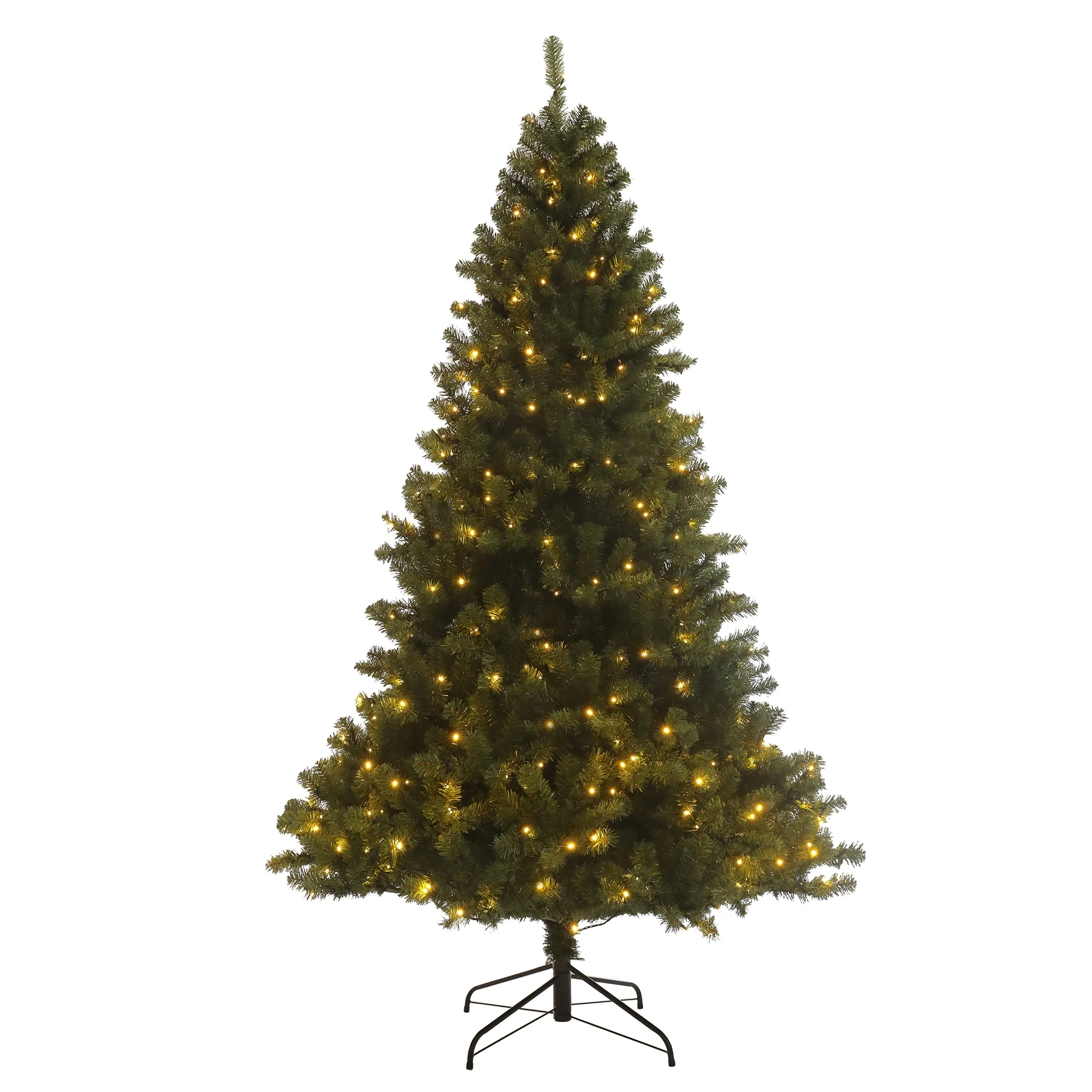6ft/7.5ft Pre-Lit Hinged Christmas Tree, Full-Bodied with 1000/1420 Tips, PVC Fir and Foldable Metal Stand