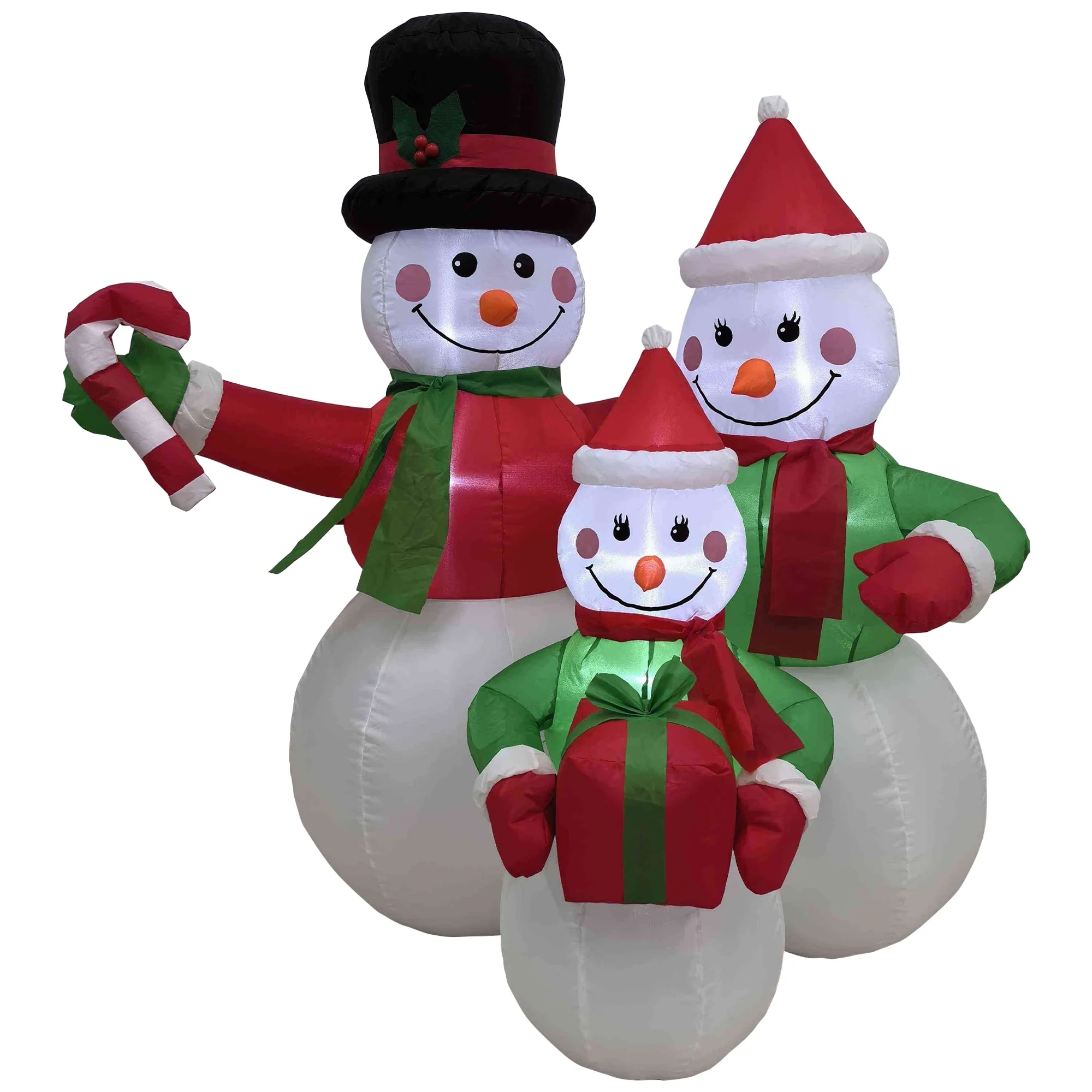 Lighted Inflatable Family of Snowman Outdoor Christmas Decoration - 4' - White