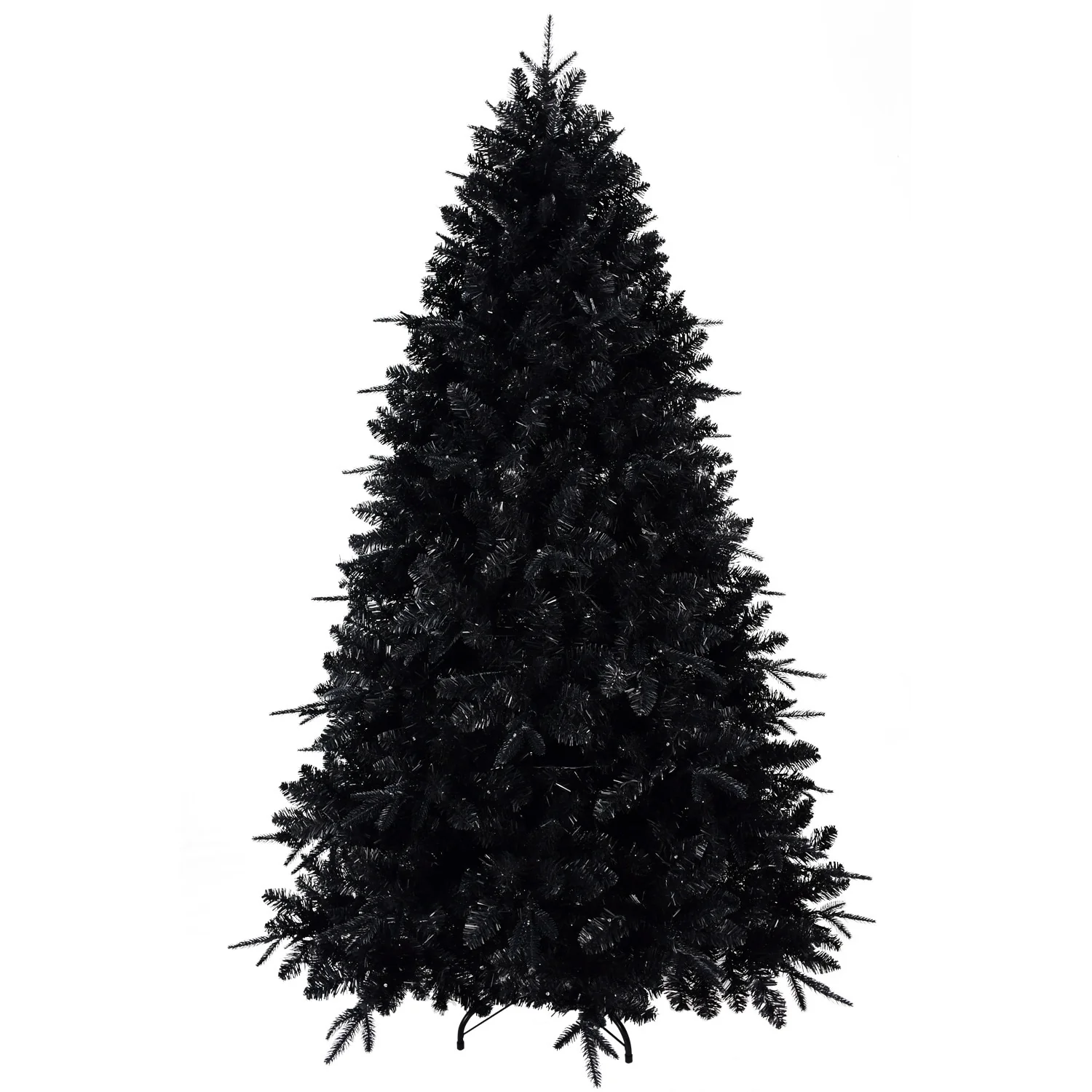 Full Pre-Lit Black Holiday Tree with 500/600/750 Lights, Metal Hinges, and Flame-Retardant PVC Branches