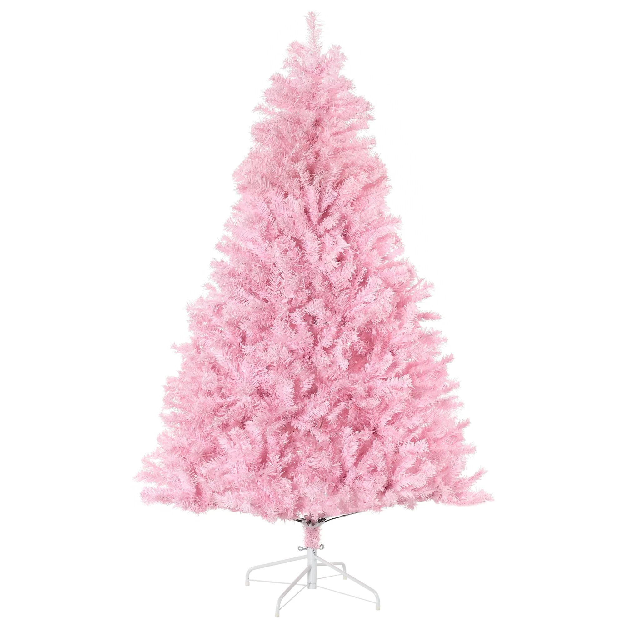6ft Tall Pink Artificial Christmas Tree with 1000 Branch Tips, Easy Assembly, Wide Shape & Steel Base