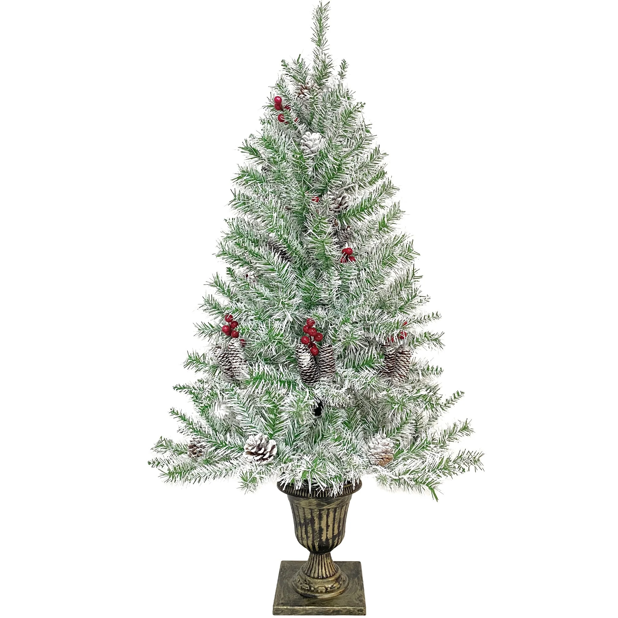 Pre-Lit 4-Piece Holiday Christmas Set - Entrance Trees, Garland, and Wreath with 340 Warm LEDs