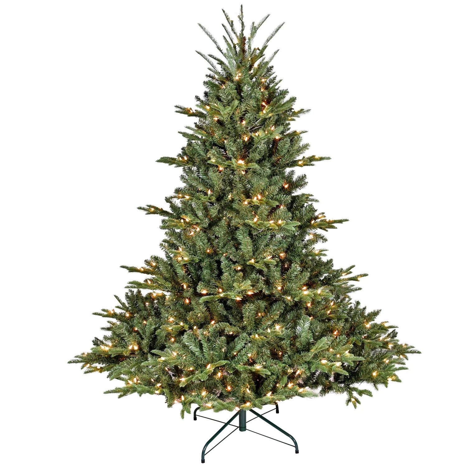 7.5FT Artificial Spruce Christmas Tree, Hinged Design with 2441 Tips, Flame-Retardant PE+PVC, Foldable Stand for Easy Storage