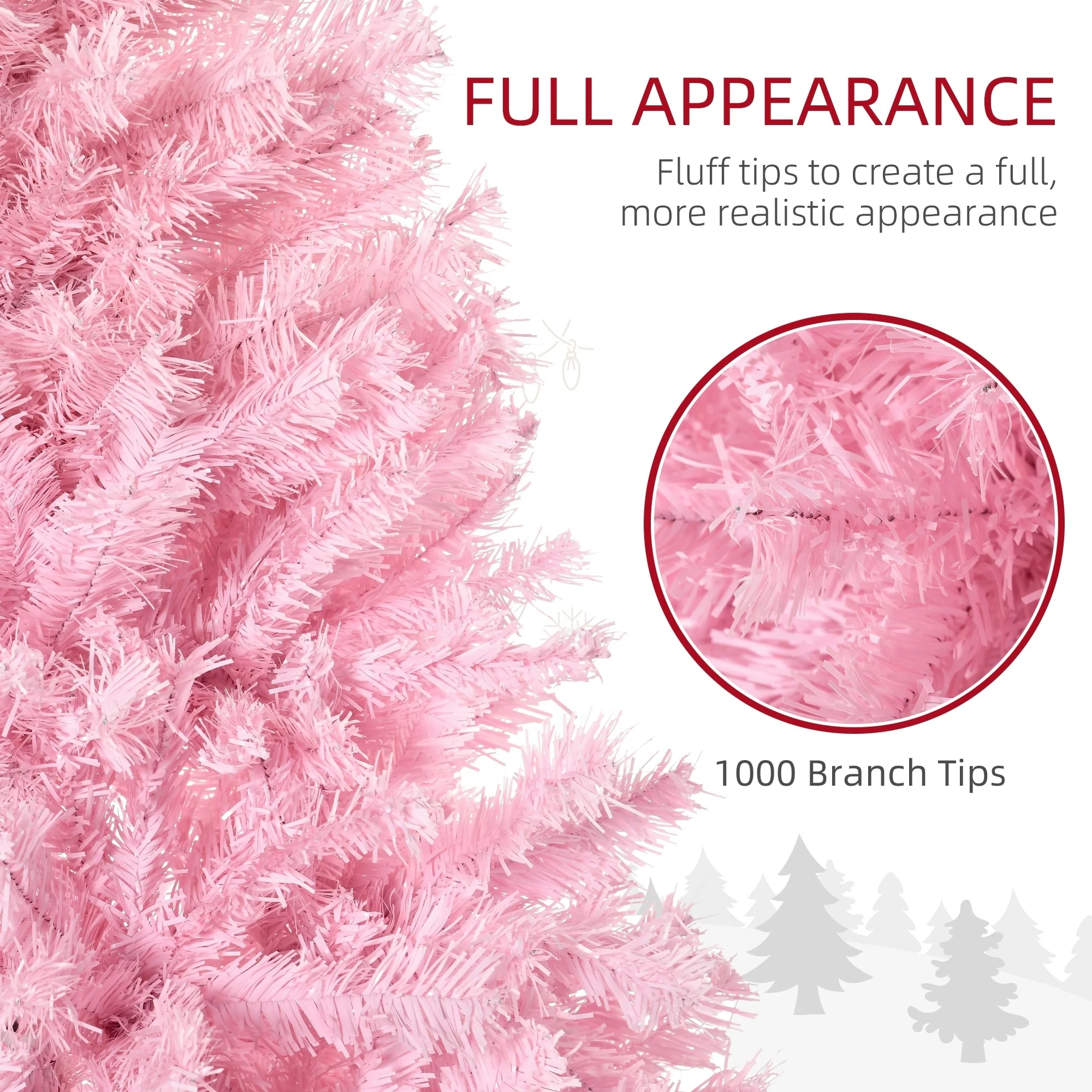 Romantic 6ft Pink Christmas Tree for Homes with 1000 Full Branches