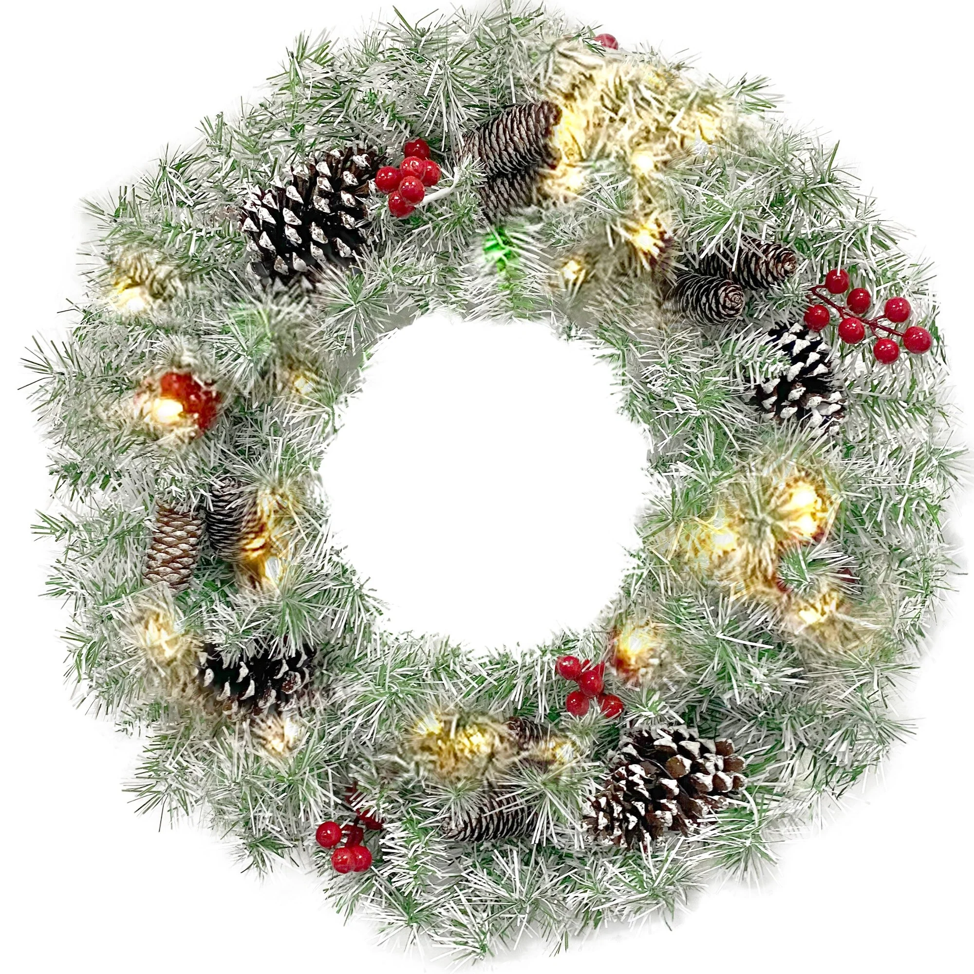 Pre-Lit 4-Piece Holiday Christmas Set - Entrance Trees, Garland, and Wreath with 340 Warm LEDs
