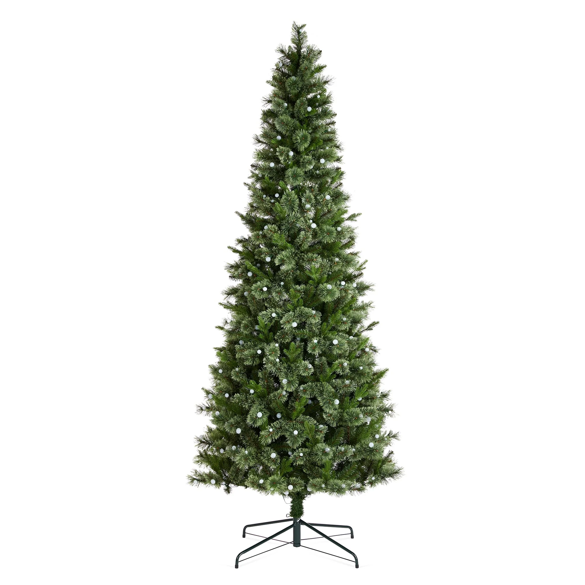 Glitzhome 7.5ft/9ft Pre-Lit Green Slim Pine Artificial Christmas Tree with Foot Pedal & Remote Control