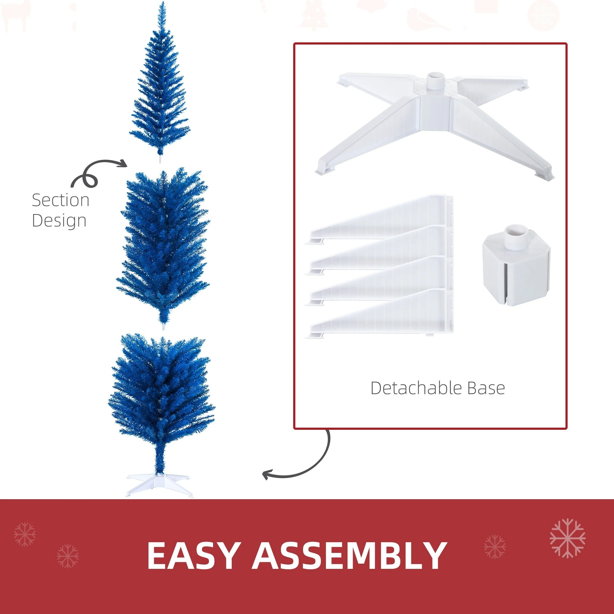 Artificial Pencil Christmas Tree, 5FT/7FT, Space-Saving Design for Apartments