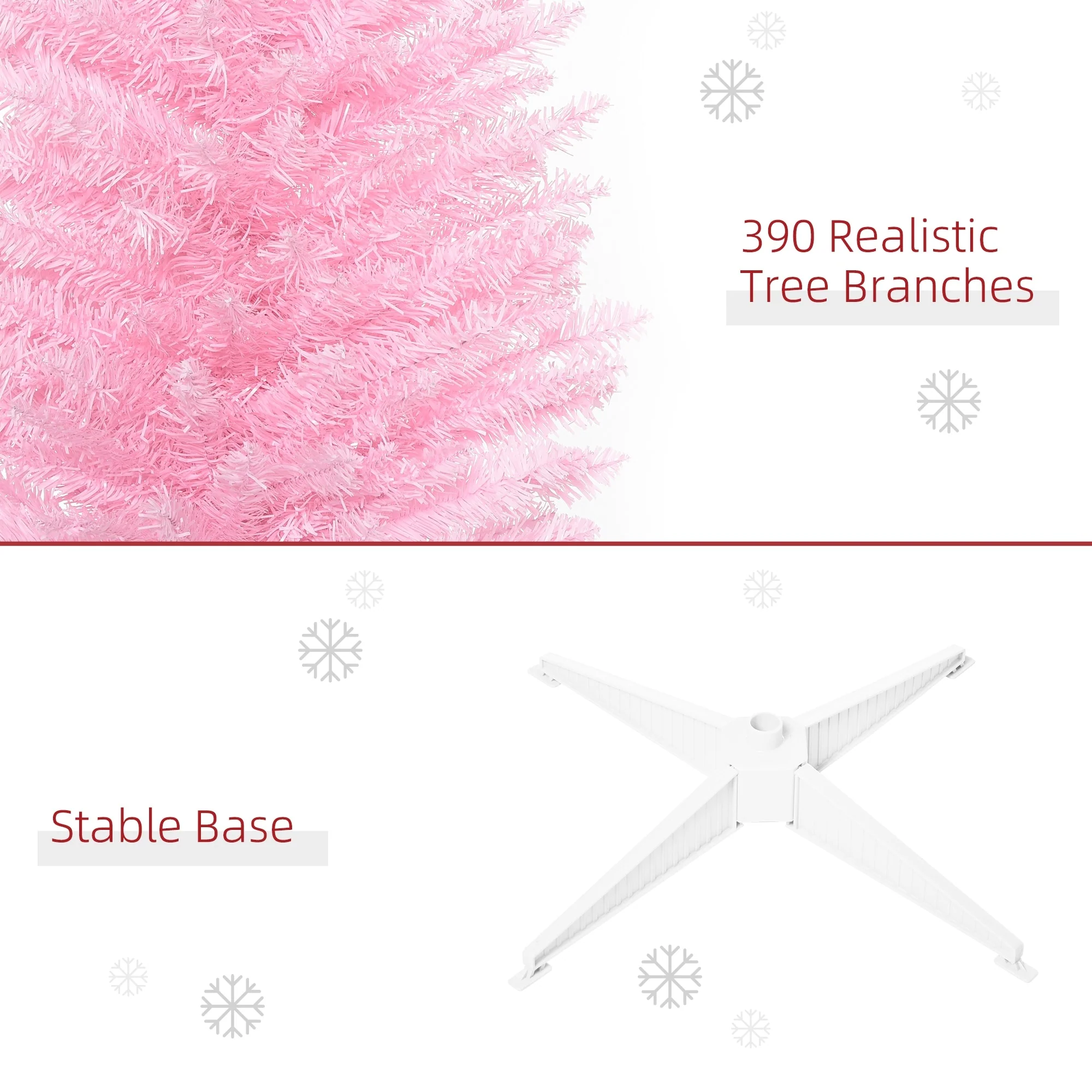 Snow-Flocked 6ft/5ft/7ft Pencil Christmas Tree, Slim Unlit Artificial Tree with Realistic Branches and Plastic Stand