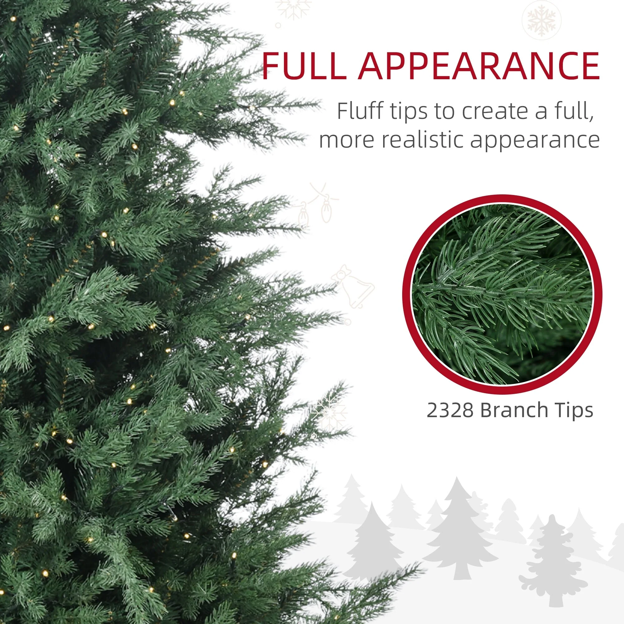 6' Tall Realistic Artificial Christmas Tree with 400 Energy-Efficient LED Lights, 8 Light Modes & Auto Open Design